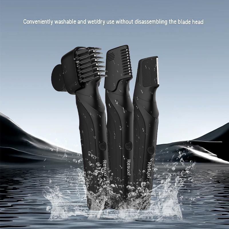 3-in-1 Electric Body Groomer for Men - IPX5 Waterproof, USB-C Rechargeable, Adjustable 3-12mm Comb, Skin-Safe Rounded Blade, Travel Lock, Wet Dry Use