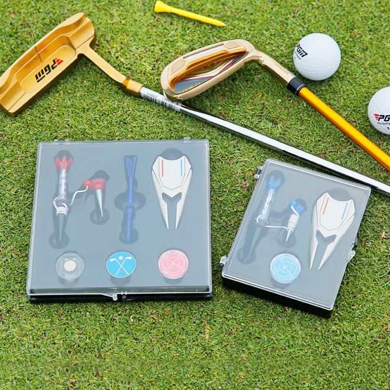 5 piece Golf Accessories Gift Set - Metal Divot Tool with Magnetic Ball Marker, Spirit Level Hat Clip, Anti-Fly Magnetic Tee and Adjustable Crystal Tee - Course Essentials Kit for Golfers