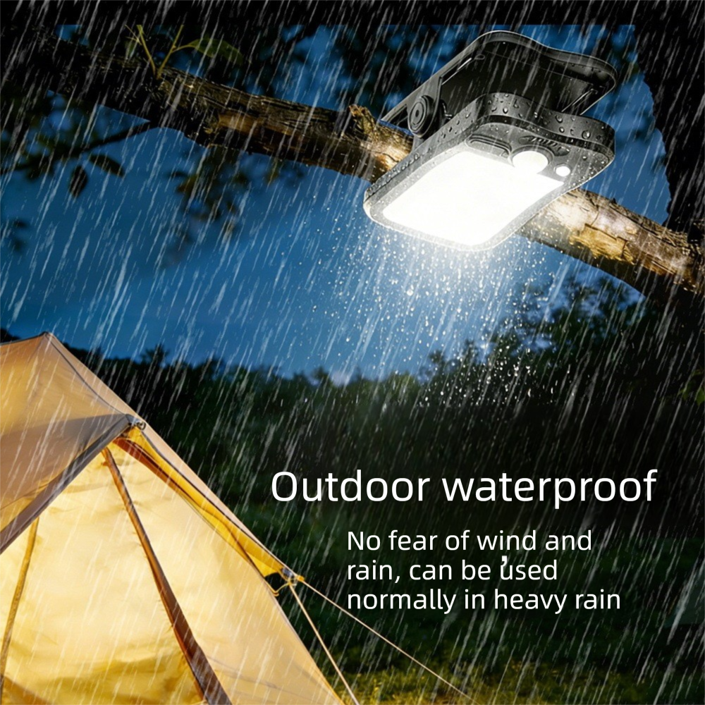Solar Camping Lantern with Clip Black- 2000mAh USB and Solar Rechargeable, Waterproof Portable Tent Light with Digital Display for Outdoor Hiking Emergency