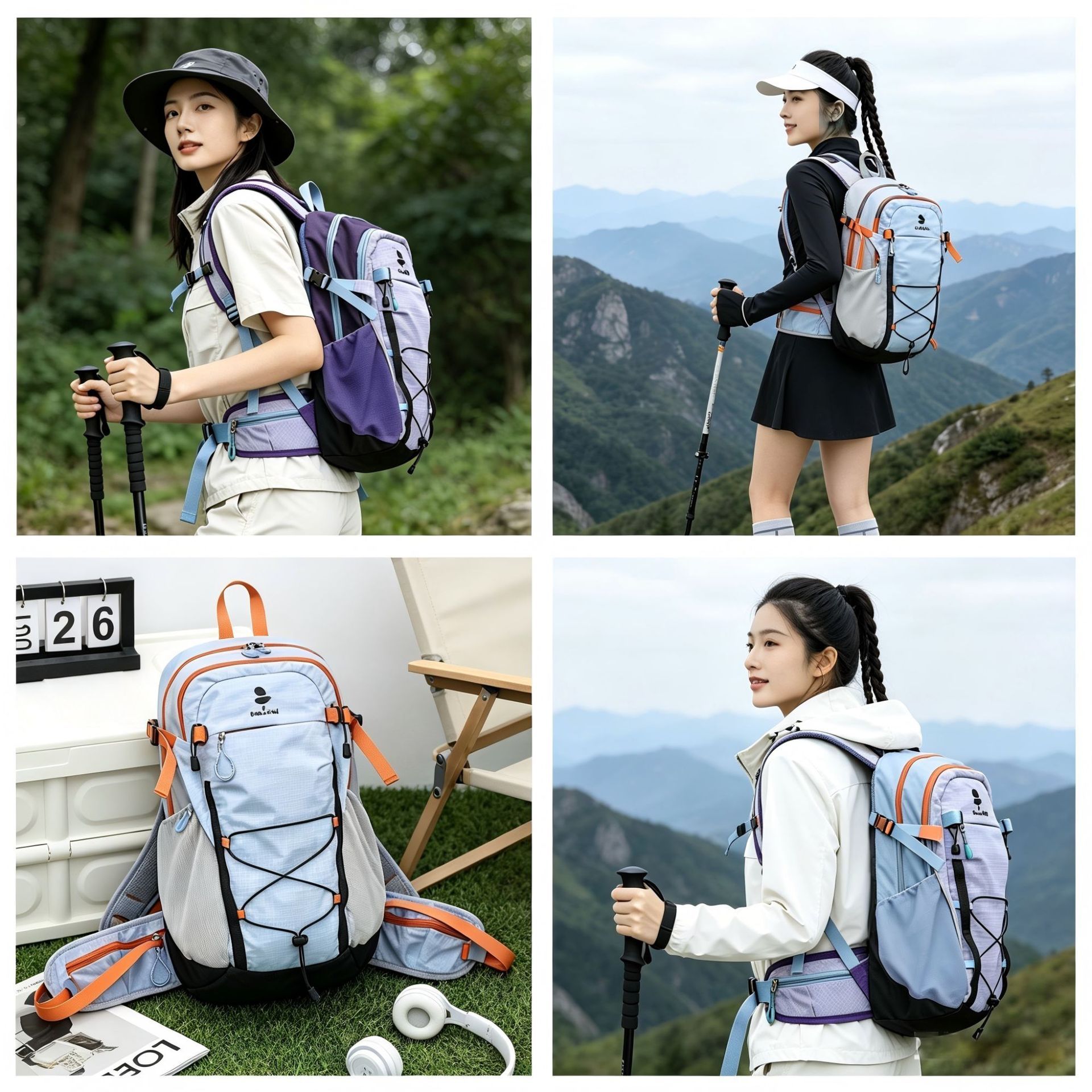 Lightweight Hiking Backpack 20L Black - Ultralight Oxford Cloth Daypack with Breathable Mesh Back, Adjustable Straps for Trekking Camping Travel