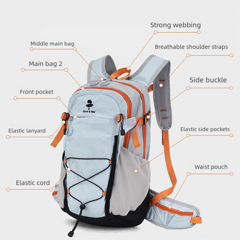 Lightweight Hiking Backpack 20L Black - Ultralight Oxford Cloth Daypack with Breathable Mesh Back, Adjustable Straps for Trekking Camping Travel