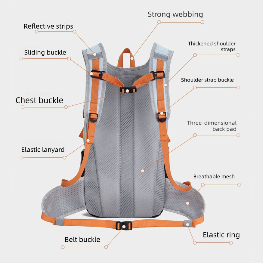 Lightweight Hiking Backpack 20L Black - Ultralight Oxford Cloth Daypack with Breathable Mesh Back, Adjustable Straps for Trekking Camping Travel