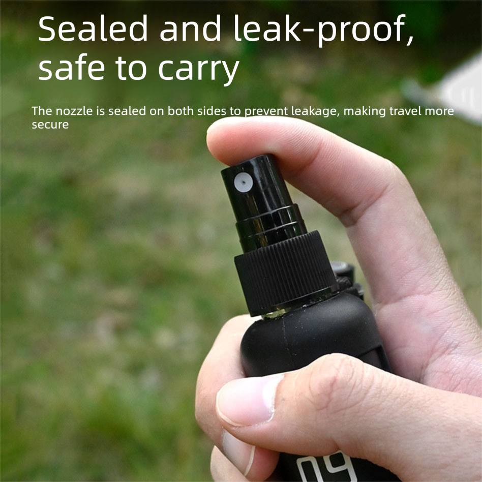 2 Pack 50ml Portable Spray Bottle - Leakproof Travel Mist Sprayer with Carabiner, Fine Mist Pump for Outdoor Camping Hiking, 12cm Black
