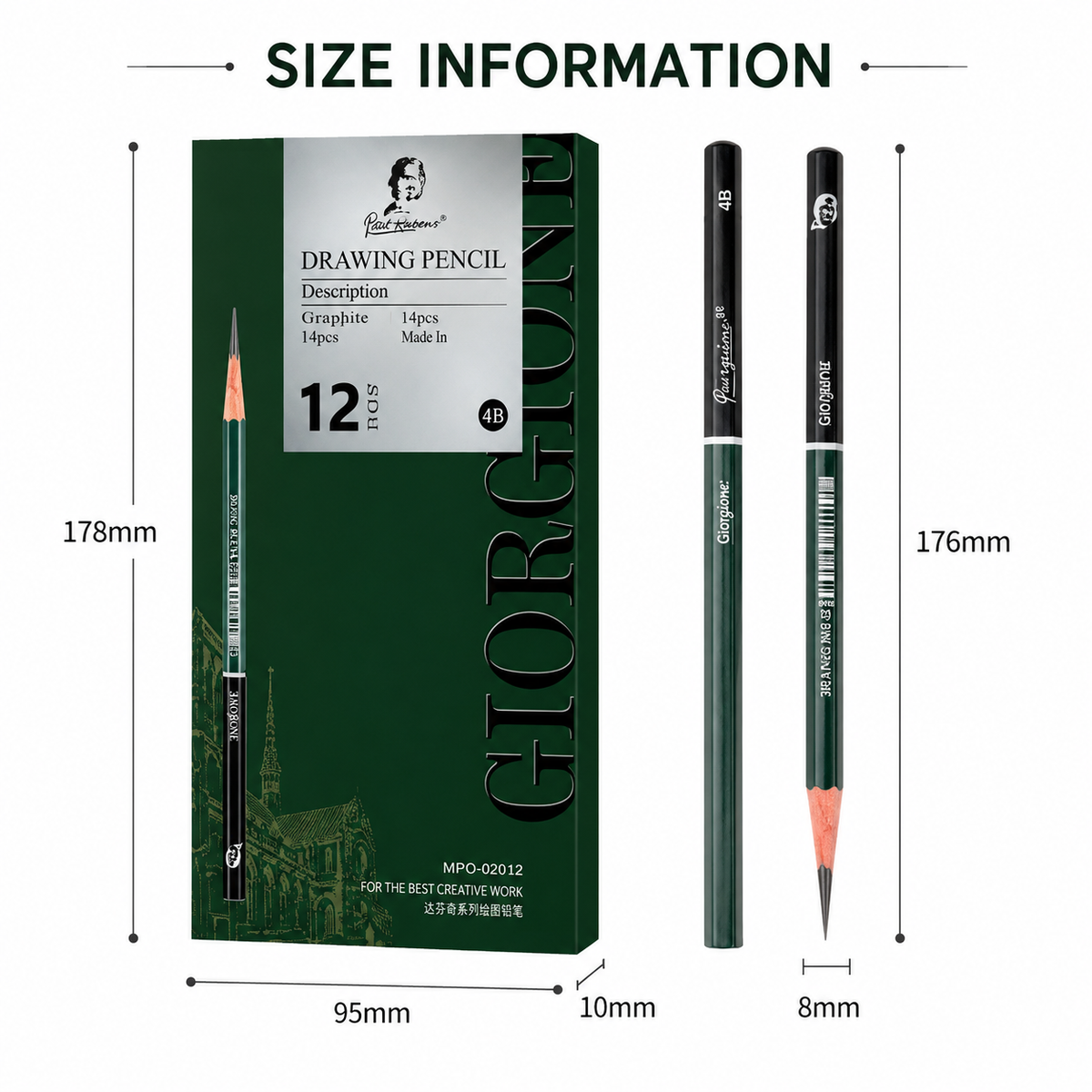 12-Pack HB Graphite Sketching Pencils - Drawing Pencils for Fine Lines, Technical Drawing, Drafting, Sketching and Everyday Writing