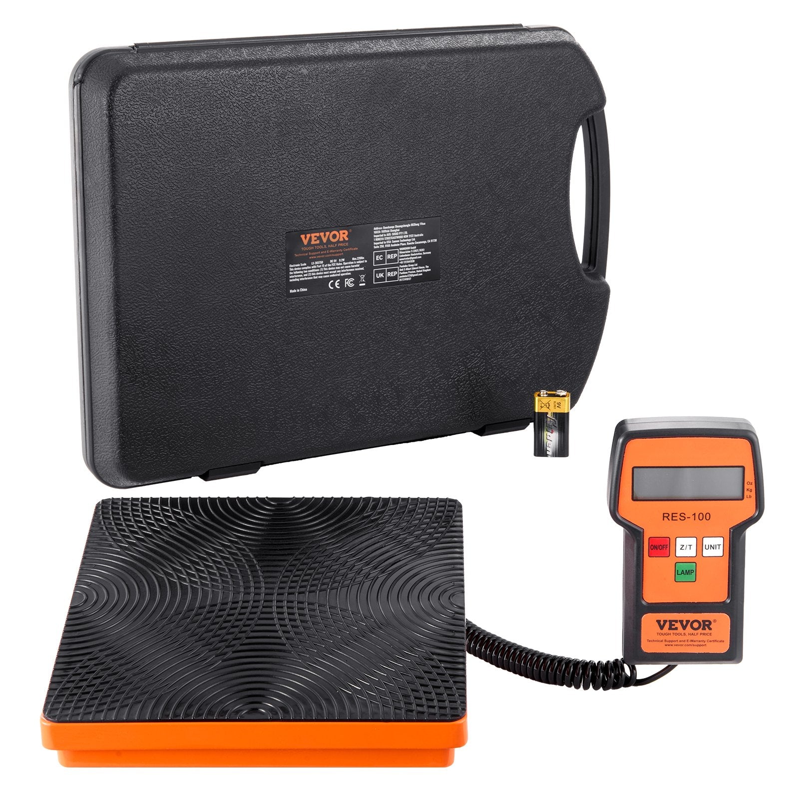 VEVOR Refrigerant Scale 220 LBS HAVC Charging Recovery Freon Scale, with Wired Remote Control, 5g High Precision Electronic Digital Recovery Weight Scale with Case and Dry Battery