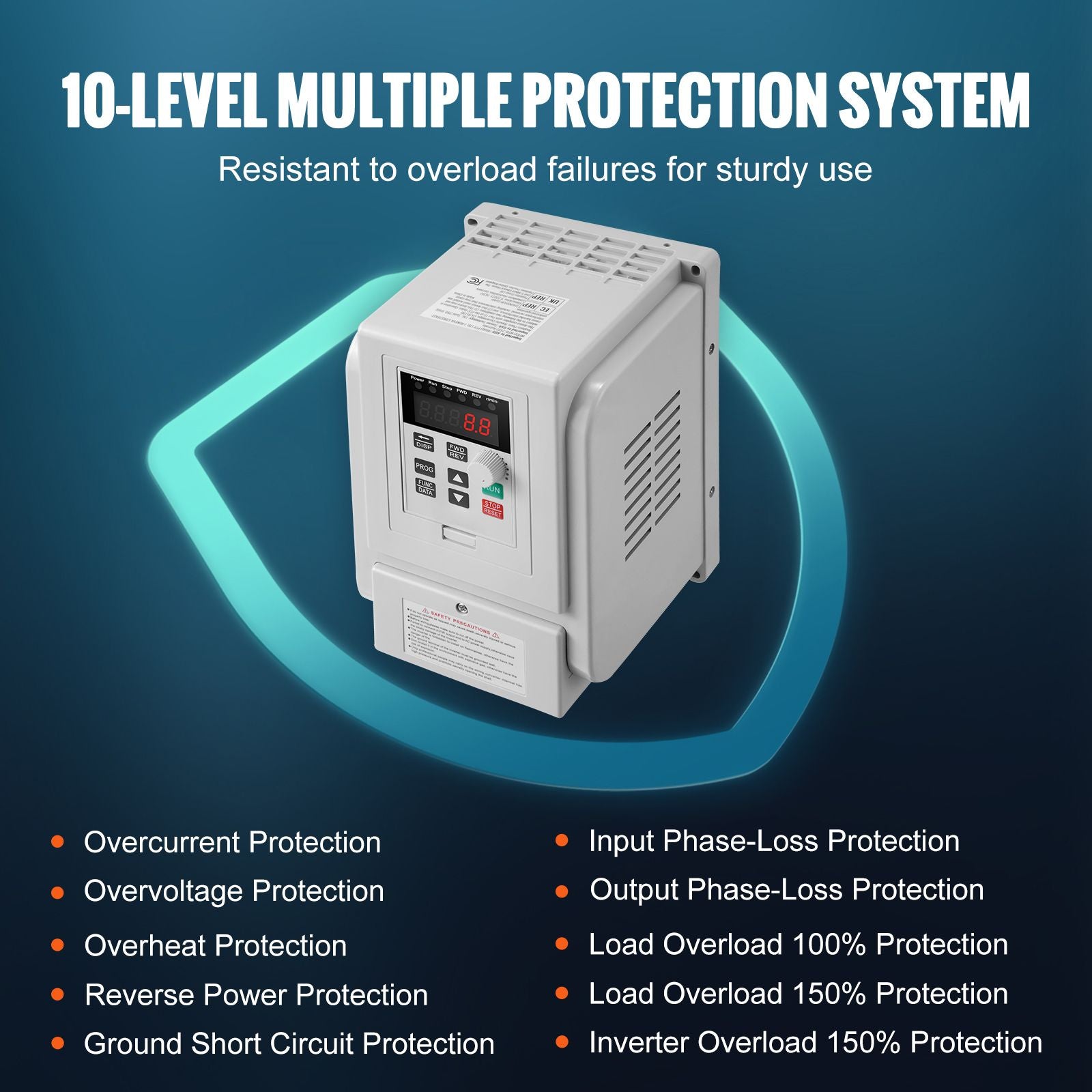 VFD 5HP, 4KW, 18A, 1 Phase 220V-240V Input to 3 Phase 220V-240V Output Variable Frequency Drive, 0-400Hz VFD for AC Motor Speed Control