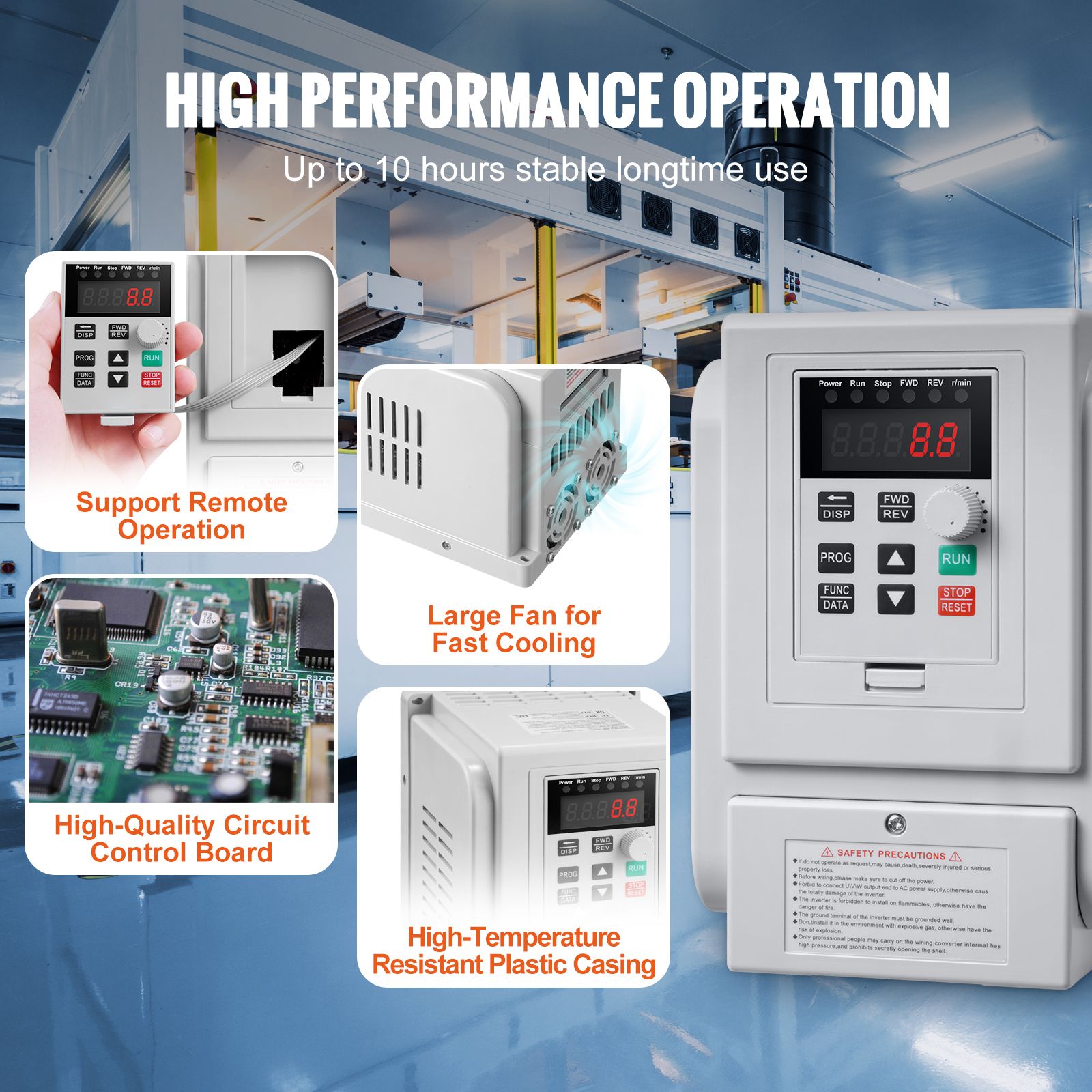 VFD 5HP, 4KW, 18A, 1 Phase 220V-240V Input to 3 Phase 220V-240V Output Variable Frequency Drive, 0-400Hz VFD for AC Motor Speed Control