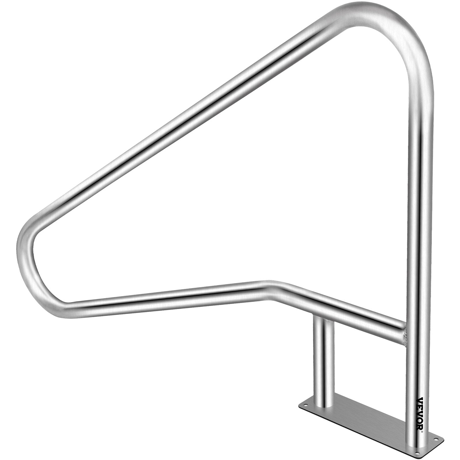 VEVOR Pool Rail 54x36 Pool Railing 304 Stainless Steel 250LBS Load Capacity Silver Rustproof Pool Handrail Humanized Swimming Pool Handrail with Blue Grip Cover & M8 Drill Bit & Self-Taping Screws