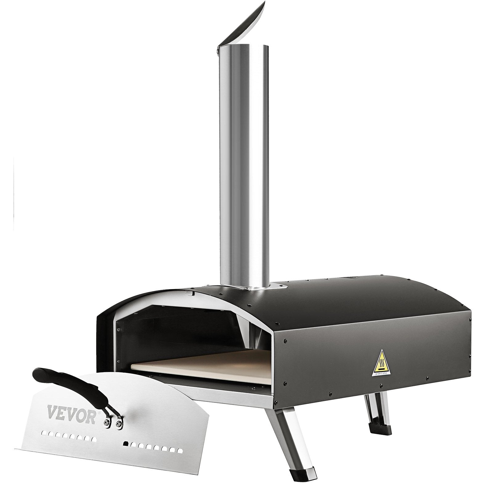 VEVOR Outdoor Pizza Oven, 12-inch, Wood Pellet and Charcoal Fired Pizza Maker, Portable Outside Stainless Steel Pizza Grill with Pizza Stone, Waterproof Cover, Shovel, Wood Burner for Backyard Camping