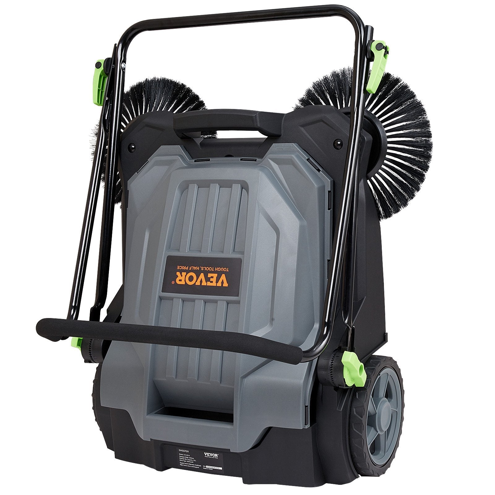 VEVOR Walk-behind Hand Push Floor Sweeper 25.6" Width 5 Gallon Waste Container
