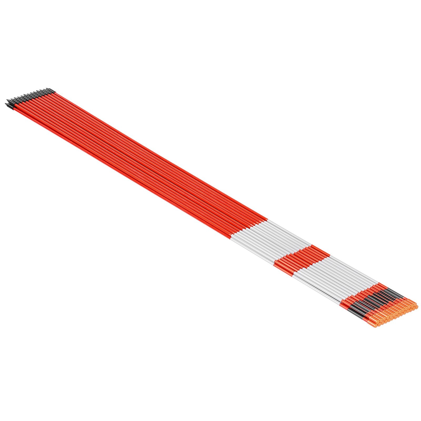 VEVOR Driveway Markers, 500Pcs 122cm Long 6.35mm Dia, Hi-Visibility Driveway Reflectors with 12 in Steel Drill Bits, Reflective Snow Sticks Fiberglass Pole for Parking Lots, Walkways, Snow Plowing