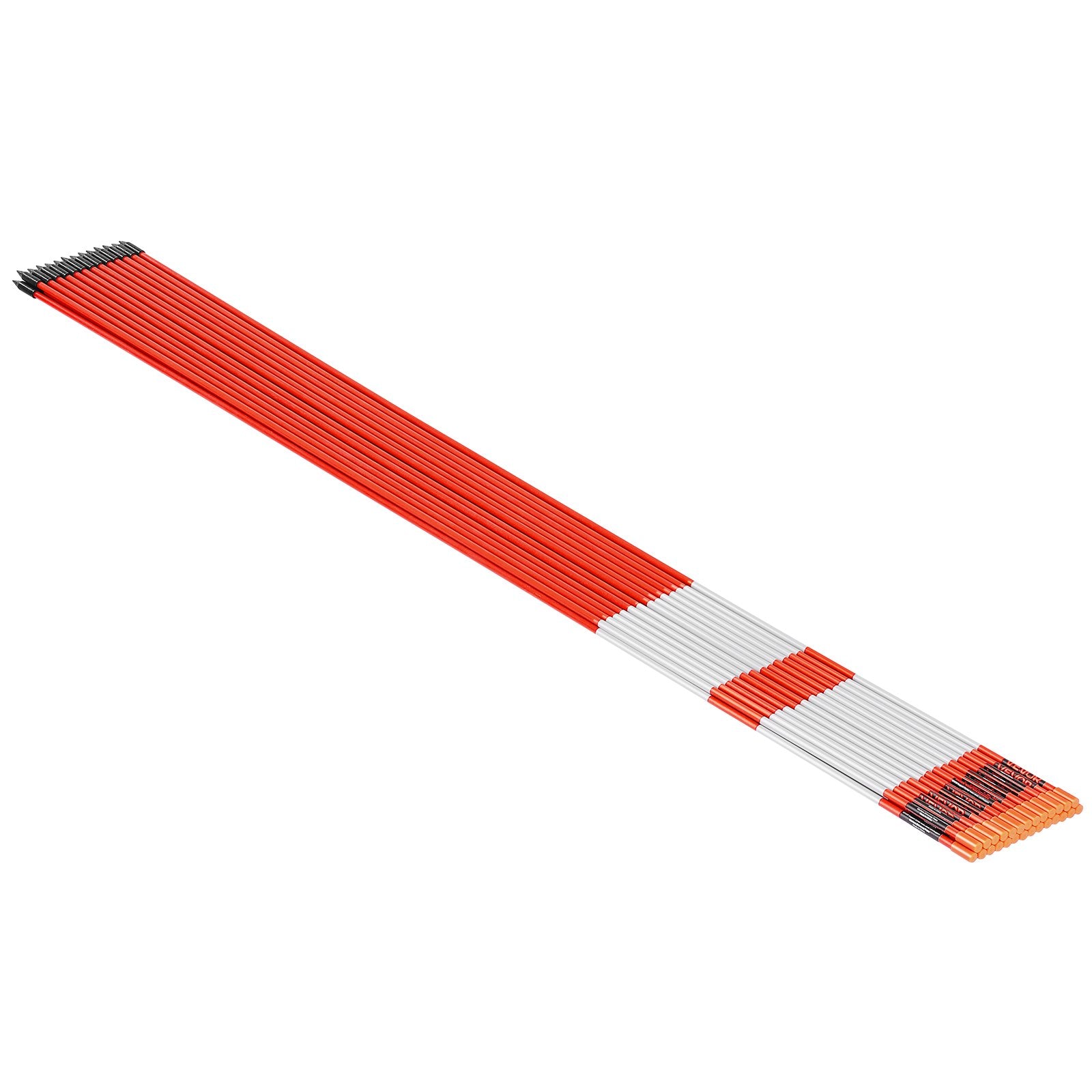 VEVOR Driveway Markers, 500Pcs 122cm Long 6.35mm Dia, Hi-Visibility Driveway Reflectors with 12 in Steel Drill Bits, Reflective Snow Sticks Fiberglass Pole for Parking Lots, Walkways, Snow Plowing