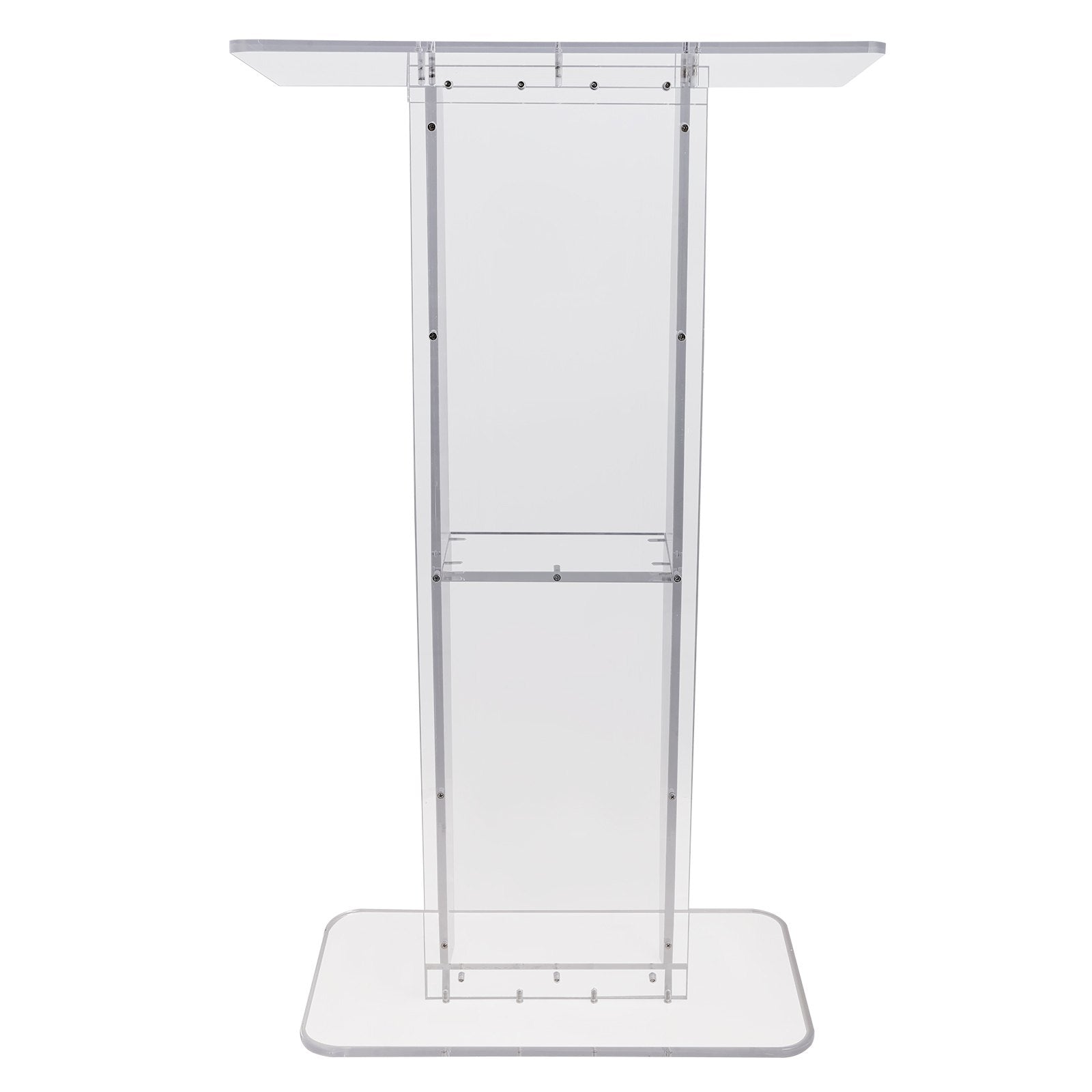 VEVOR Acrylic Podium, 47" Tall, Clear Acrylic Podium Stand with Wide Reading Surface & Storage Shelf, Floor-standing Clear Pulpits Acrylic for Church Office School