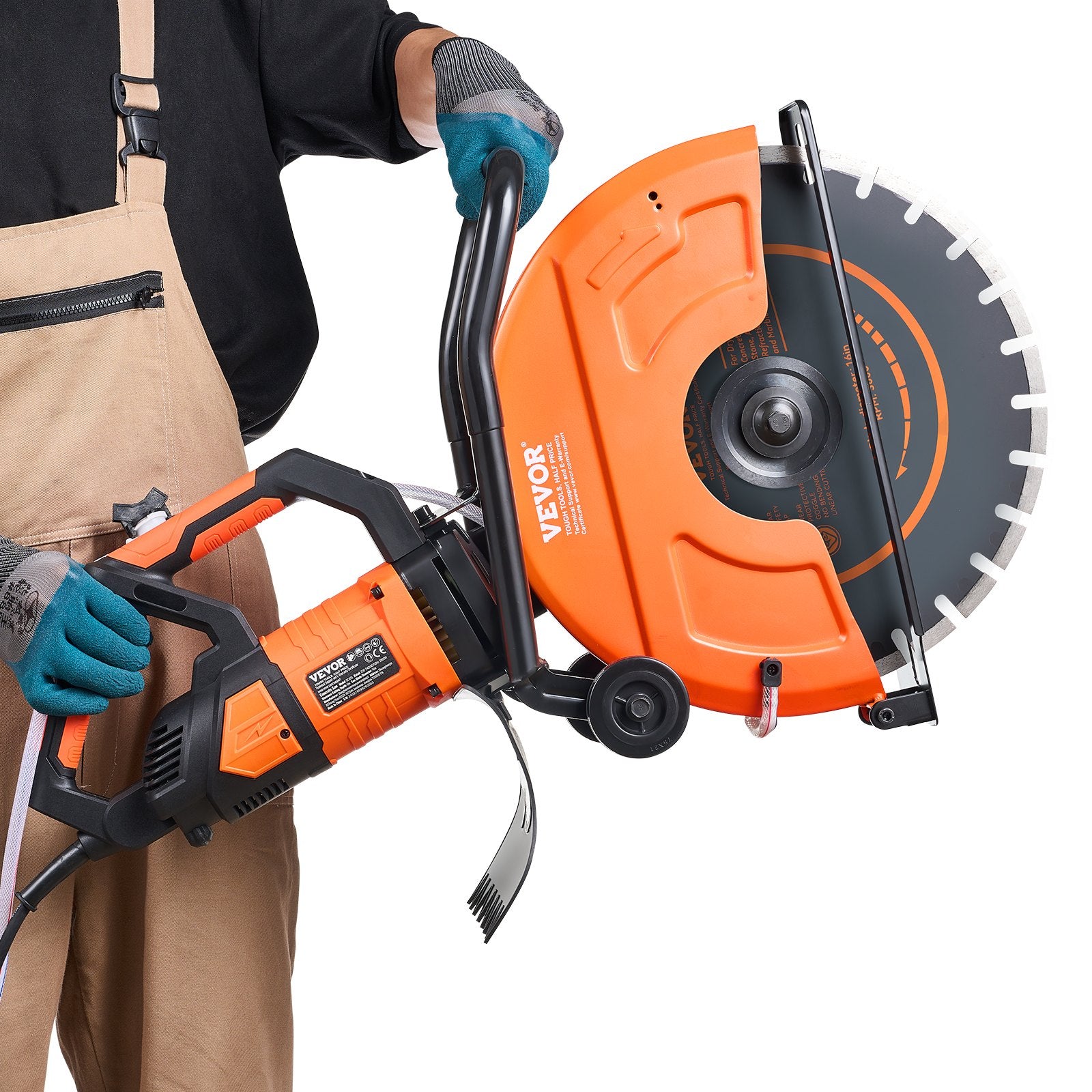 VEVOR Electric Concrete Saw, 16 in, 2800 W 15 A Motor Circular Saw Cutter with Max. 6 in Adjustable Cutting Depth, Wet Disk Saw Cutter Includes Water Line, Pump and Blade, for Stone, Brick