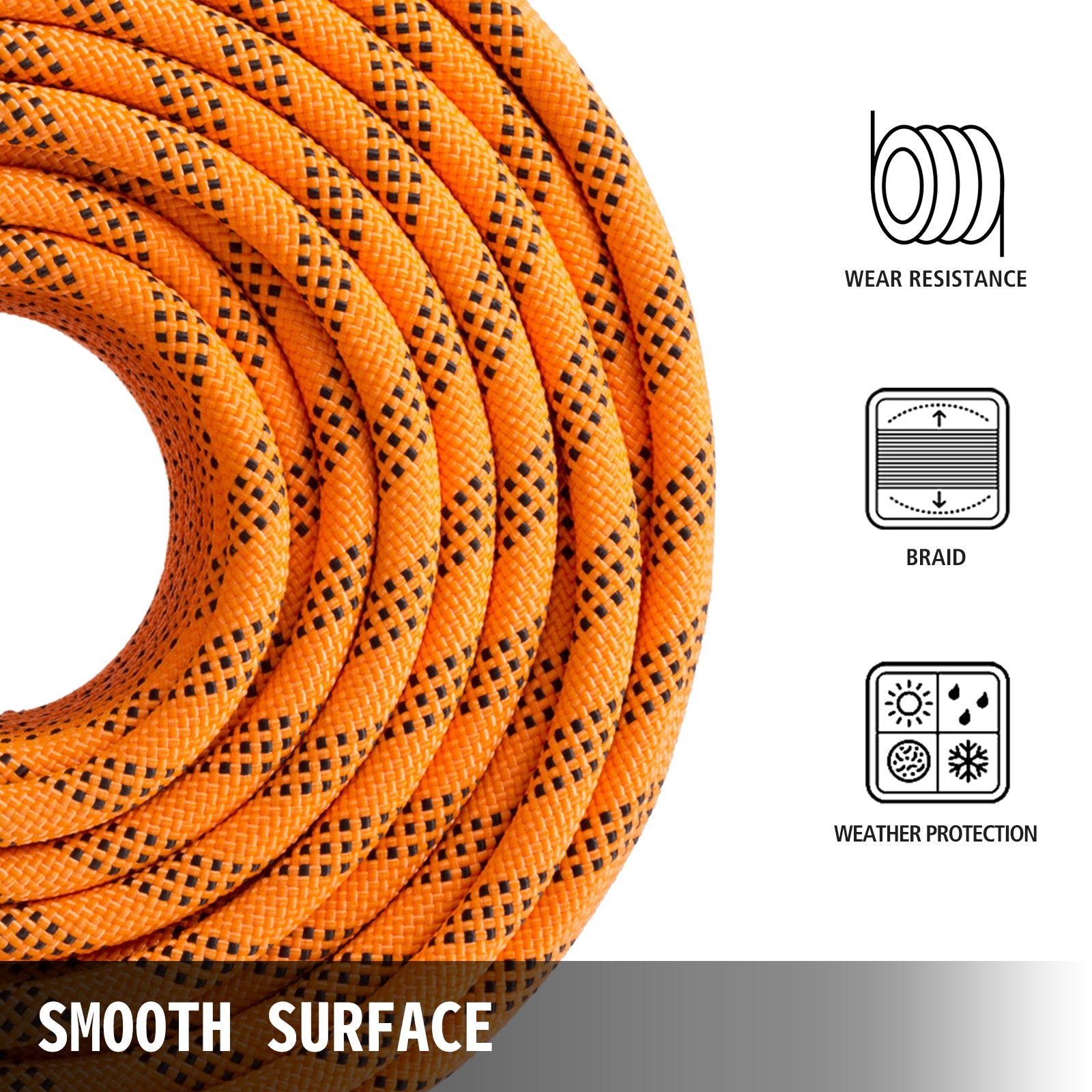 VEVOR 1.43cm Double Braid Polyester Rope 6096cm Nylon Pulling Rope 498.95kg High Force Polyester Load Sailing Rope(1.43cm-6096cm)