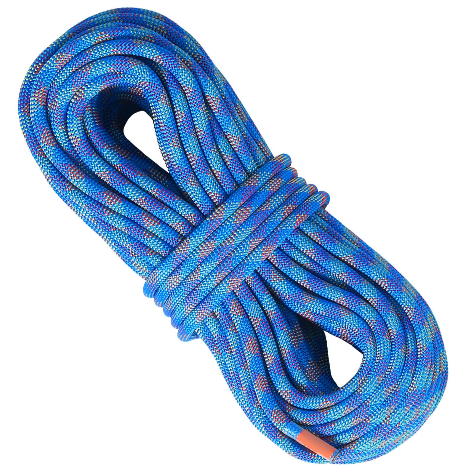 10.2mm Dynamic Climbing Rope, 40M(131ft) Outdoor Rock Climbing Rope 25KN Breaking Tension, Stretchable Fiber Rope with Steel Snap Hooks for Escape, Rappelling, Fire Rescue, Blue