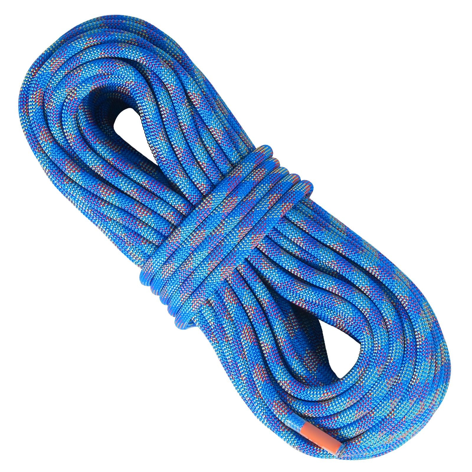 10.2mm Dynamic Climbing Rope, 40M(131ft) Outdoor Rock Climbing Rope 25KN Breaking Tension, Stretchable Fiber Rope with Steel Snap Hooks for Escape, Rappelling, Fire Rescue, Blue