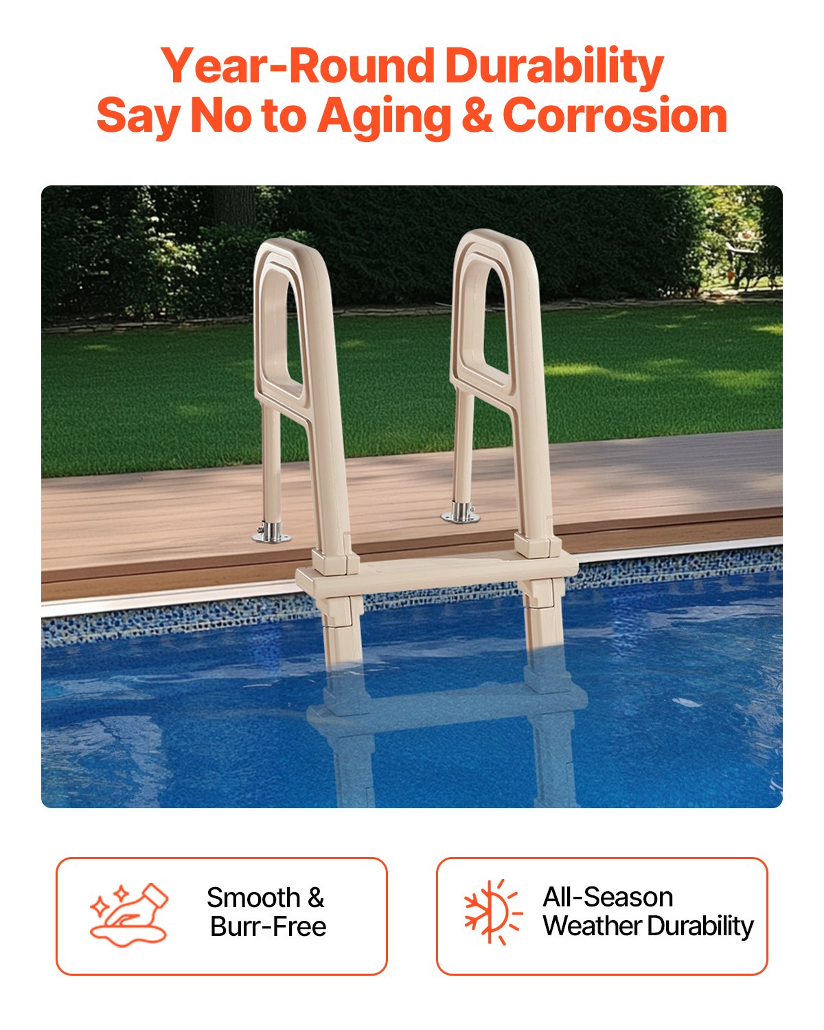 VEVOR 5-Step Inclined Robust Pool Ladder of 2 Handrails for 1219.2-1371.6mm Pool