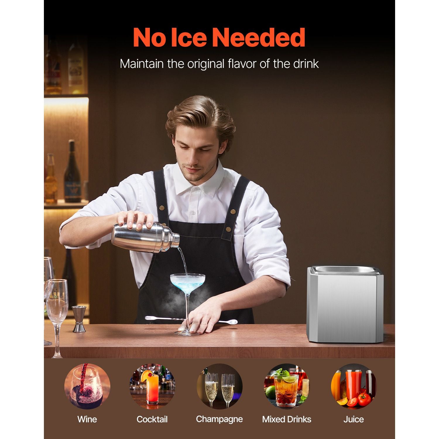 Glass Froster Chiller, CO2 Beer Glass Froster, 8-10 Seconds/Cup with LED Light, Instant Glass Chiller for Wine, Cocktail, Champagne, Mixed Drinks, Juice, Ideal for Bar, Restaurant, Home Kitchen