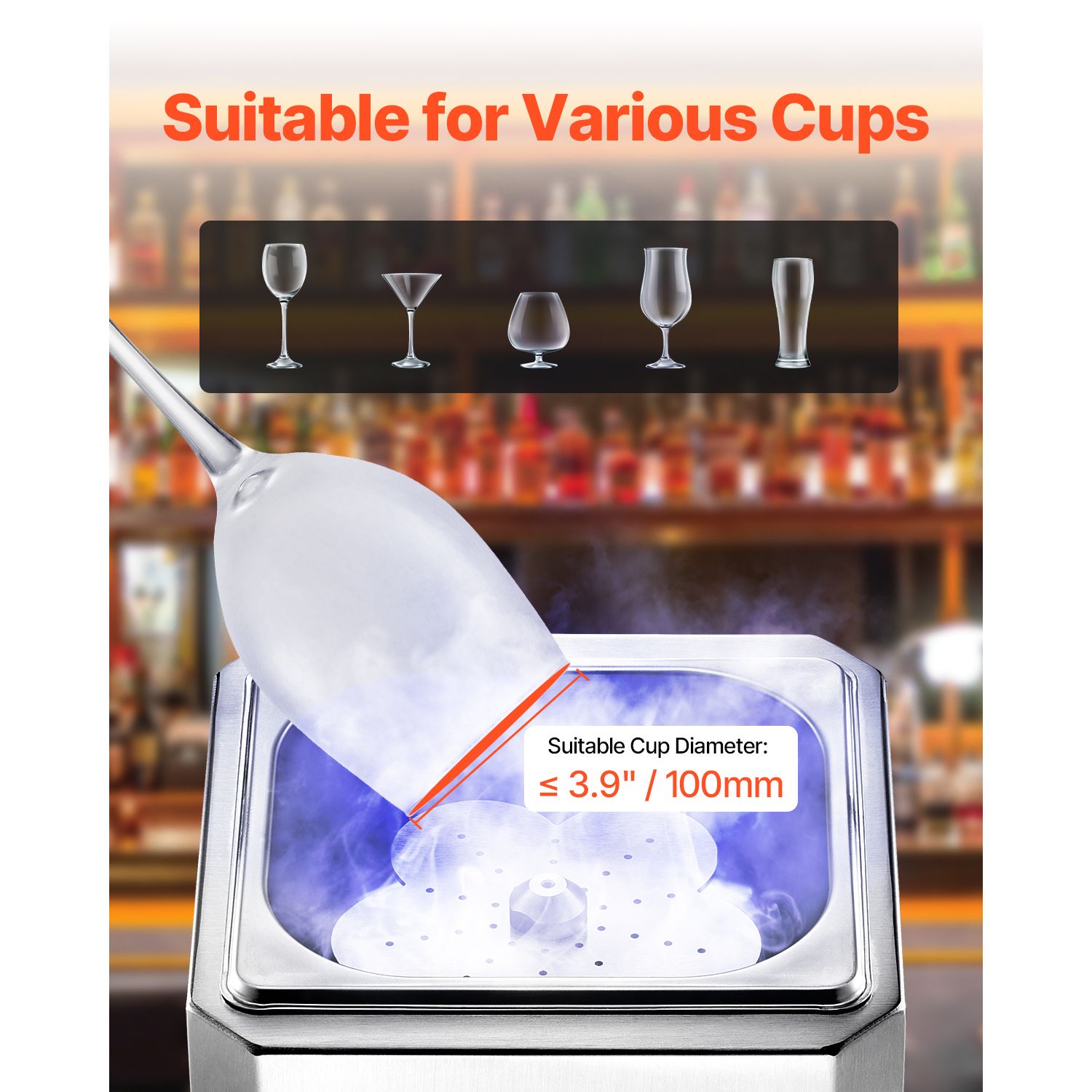 Glass Froster Chiller, CO2 Beer Glass Froster, 8-10 Seconds/Cup with LED Light, Instant Glass Chiller for Wine, Cocktail, Champagne, Mixed Drinks, Juice, Ideal for Bar, Restaurant, Home Kitchen