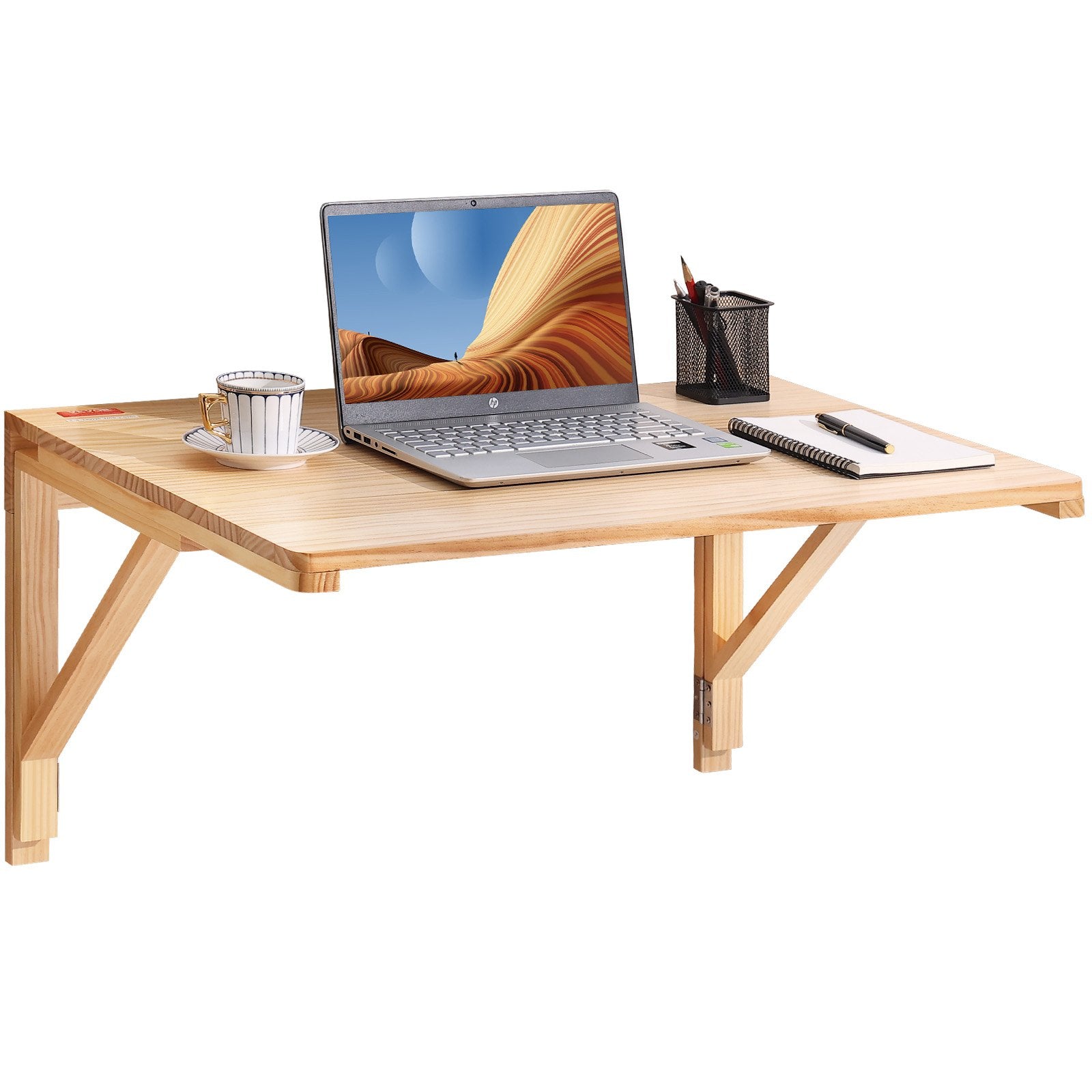 VEVOR Wall Mounted Folding Table, Wall Mounted Drop Leaf Tables, Solid Wood Floating Desk for Dining, Laundry Room, Office, 31.5" x 23.58" x 17.24" Fold Down Desk