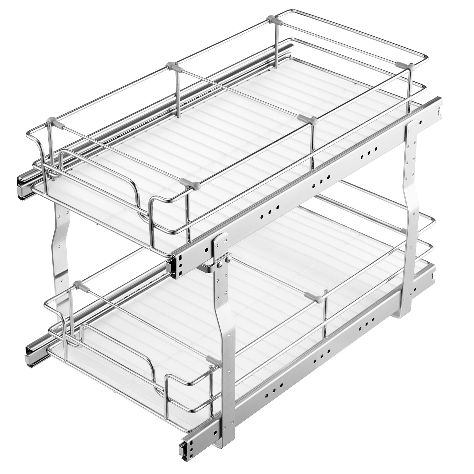 VEVOR 12"Wx21"Dx15"H Pull Out Cabinet Organizer, Heavy Duty Slide Out Pantry Shelves, Steel Roll Out Drawers, Sliding Drawer Storage for Home Under Sink, 13.5"Wx22"Dx18"H Install Size for Cabinet