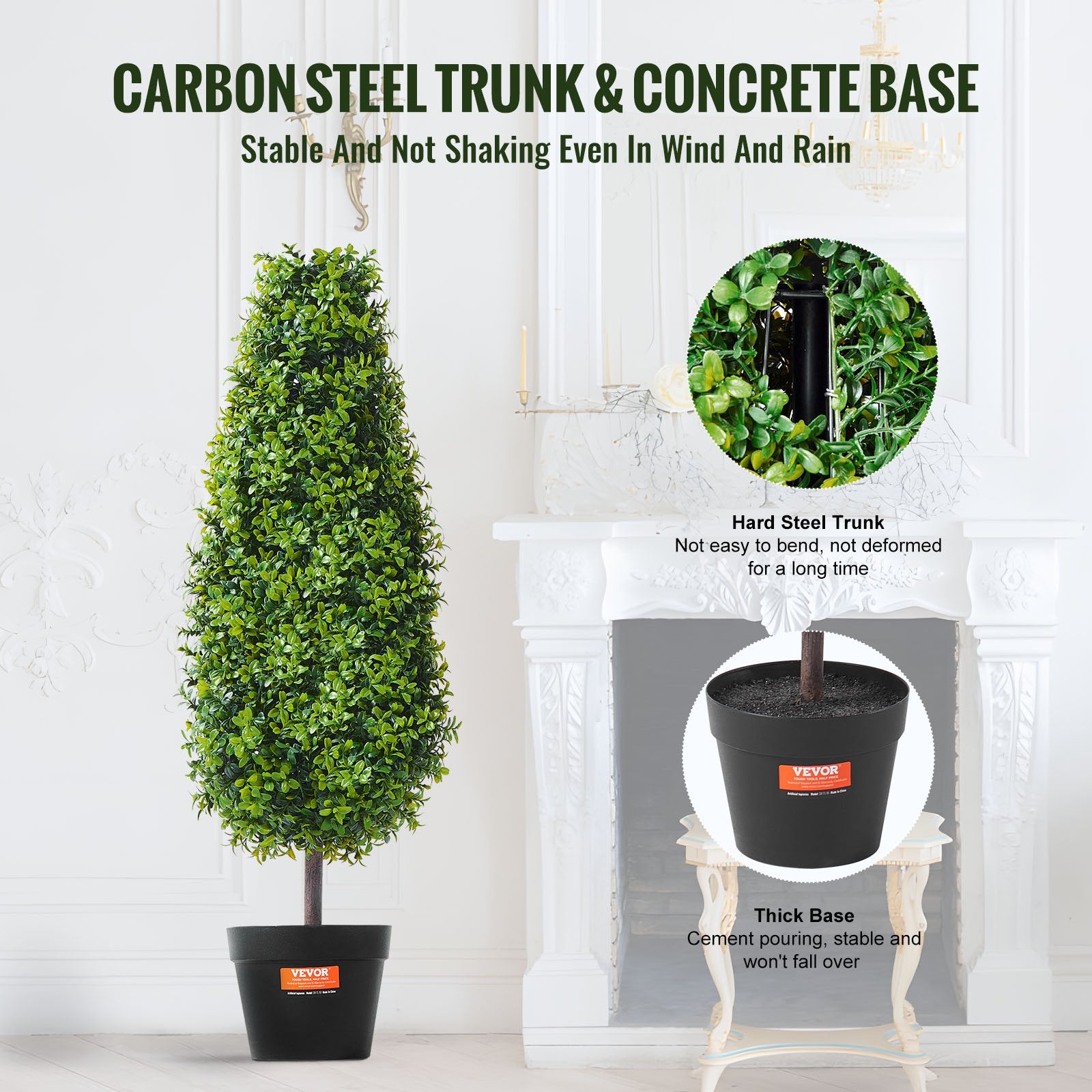 VEVOR 2 Pack 91.4cm Artificial Boxwood Topiary Tree Faux Plant UV Decor In/Outdoor
