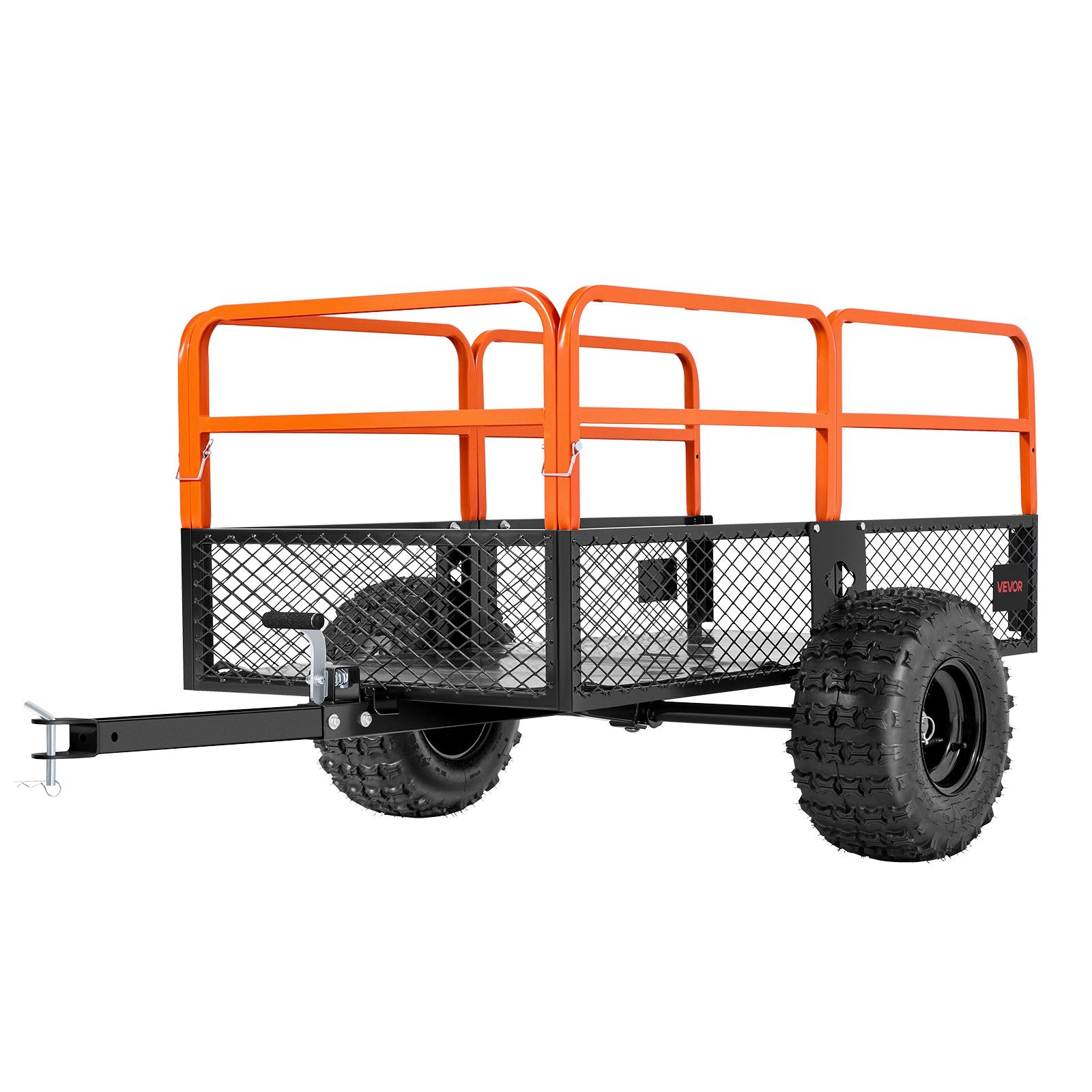 VEVOR Garden Utility Trailer, 28 Cu. Ft. & 800 kg, ATV UTV Trailer, Tow Behind Steel Dump Trailers, Removable Rear Panel, Heavy Duty Pull Behind Yard Trailers for Lawn Mower Tractor Garden Waste