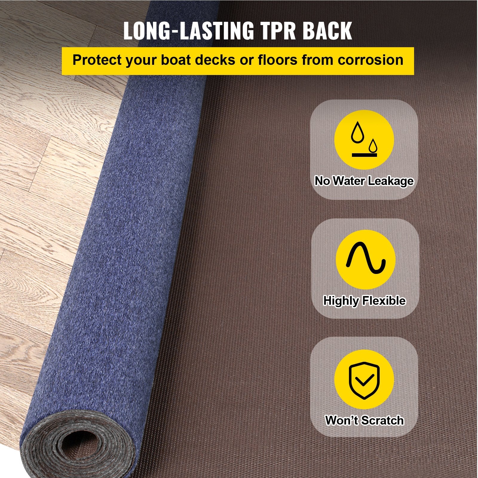 VEVOR Indoor Outdoor Rug Carpet Blue 6x18ft Area Rugs Runner for Patio Deck, 1.8*5.5m