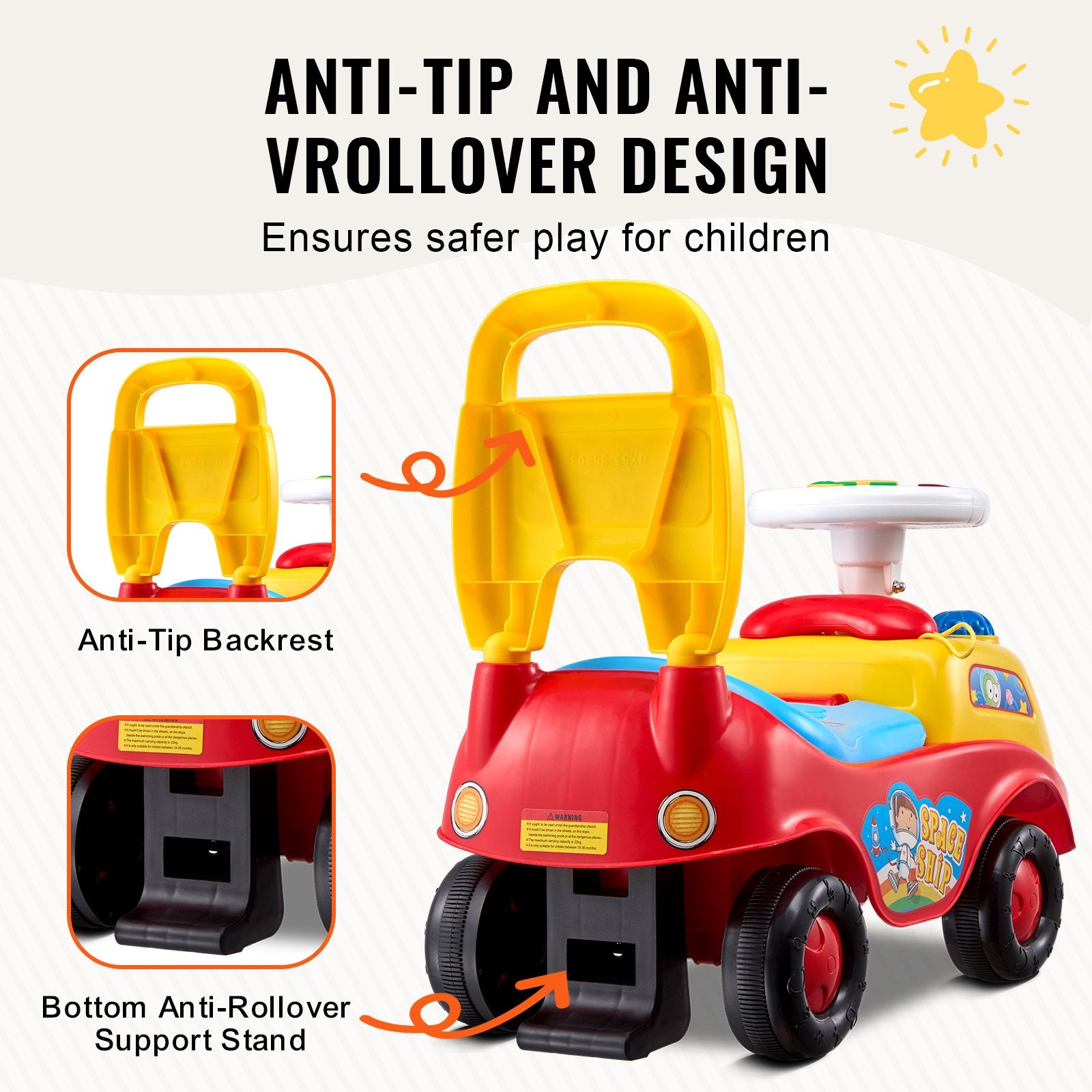 Ride On Push Car for Toddlers, Ages 1-3, Ride Racer, Sit to Stand Toddler Ride On Toy, Classic Kids Ride On Car with Music Steering Wheel, Horn & Under Seat Storage, Ride On Toy for Boys Girls