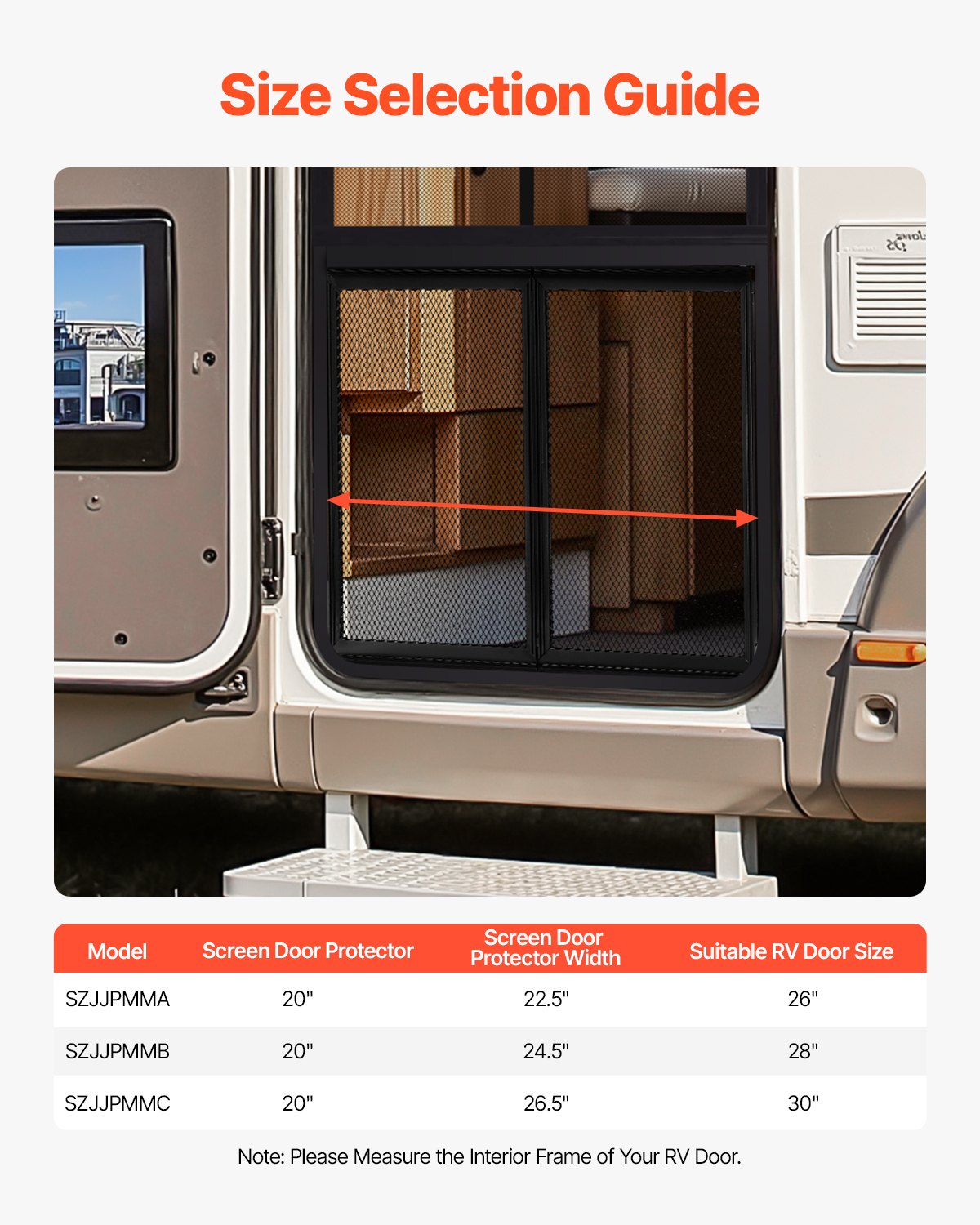 VEVOR RV Screen Door Protector,  622.3 x 508 mm Door Grille, Easy to Install and Disassemble, Reinforced Breathable Protective Mesh, Aluminum Alloy Camper RV Entry Protector for Pet Protection, Black
