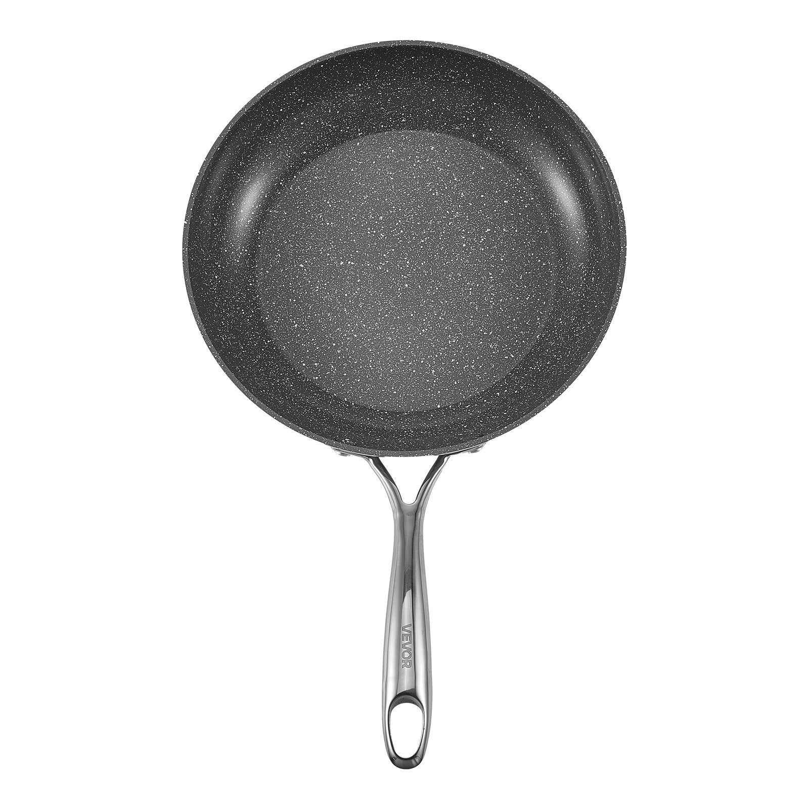 VEVOR Frying Pan Skillet, Aluminum Egg Fry Pans, 3 Piece (200, 270, 300 mm), Nonsitck Ceramic Heavy-Duty Skillets with Heat-Resistant Handle, Chef's Cookware, for Oven, Gas, Electric, Induction, Grey