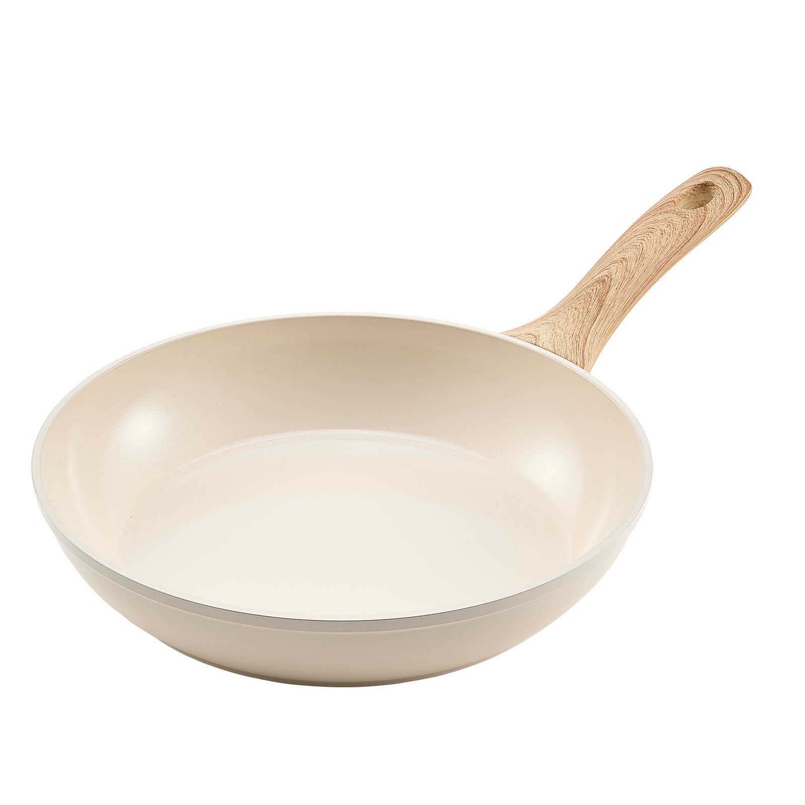 VEVOR Frying Pan Skillet, Aluminum Egg Fry Pans, 3 Pcs (200, 240, 280 mm), Nonsitck Ceramic Heavy-Duty Skillets with Heat-Resistant Handle, Chef's Kitchen Cookware for Gas, Electric, Induction, Beige