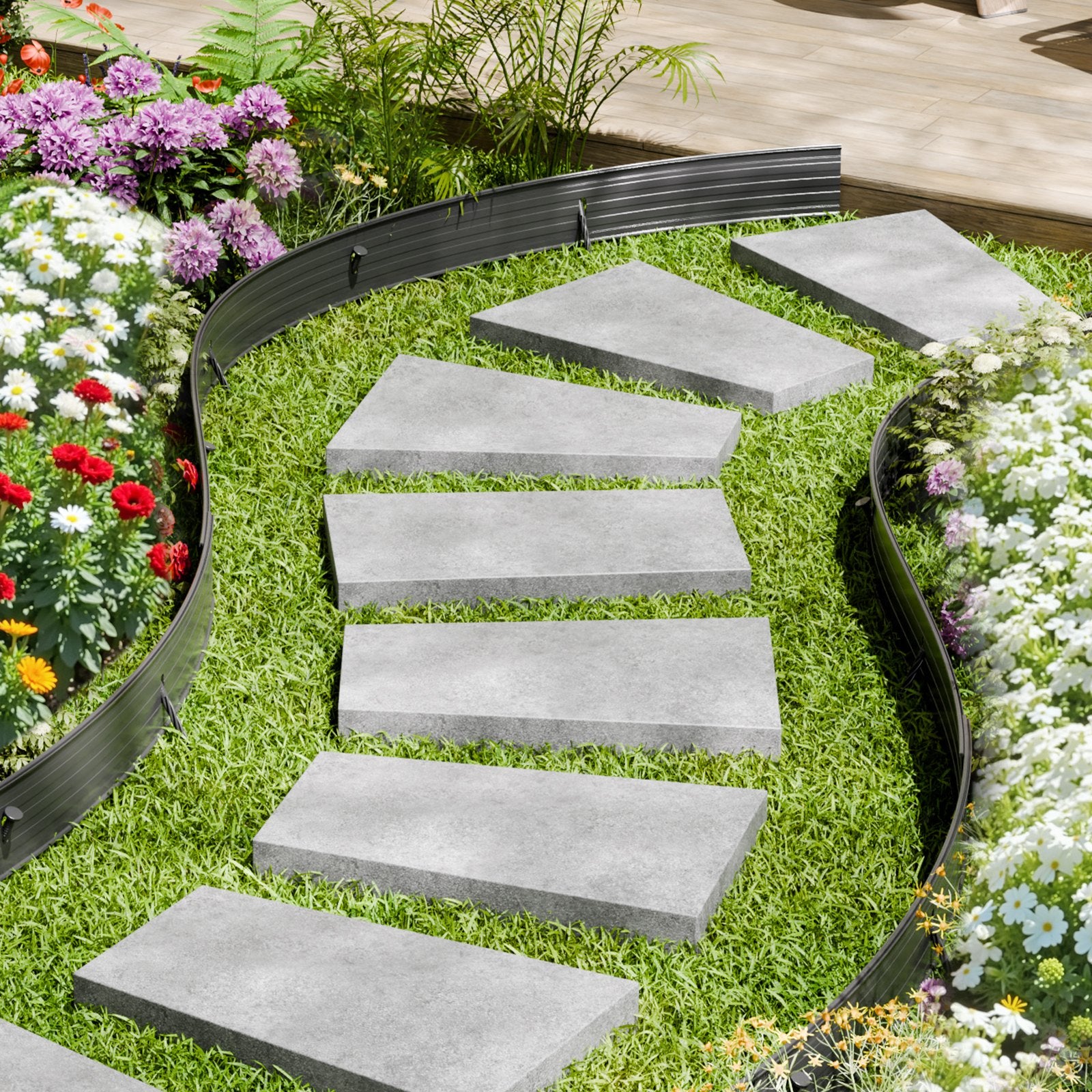 VEVOR Metal Landscape Edging, 8 Packs 72 in Rust-Resistant Aluminum Alloy Landscape Edging, Bendable Garden Edging Border, Heavy Duty Lawn Edging Fence for Flower Bed Yard Pathway