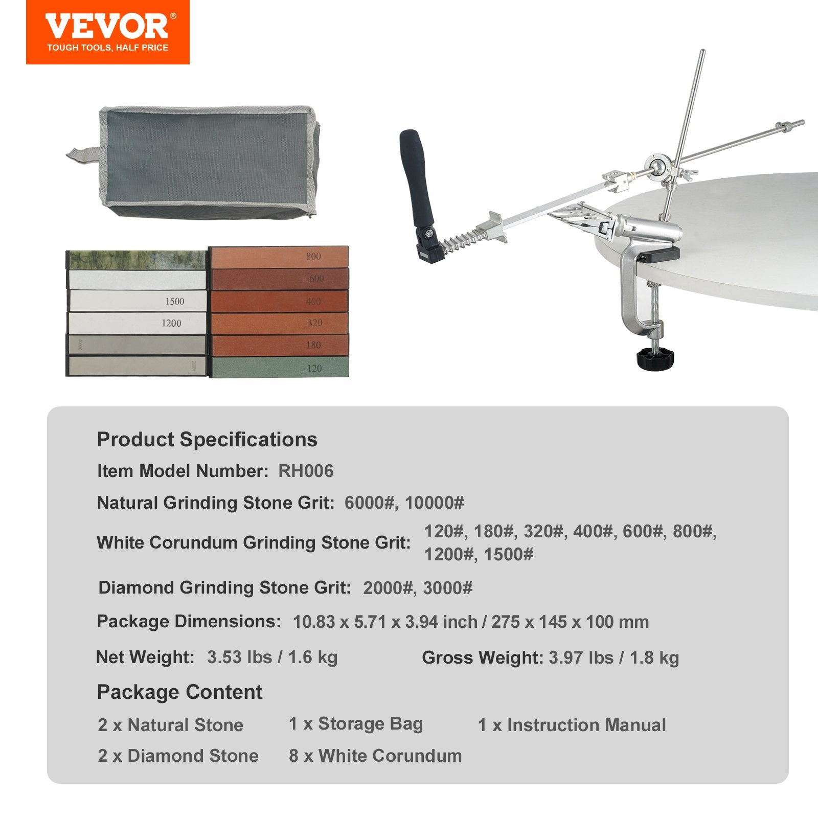 VEVOR Knife Sharpener Kit, Rotation Flip Fixed Angle Knife Sharpening System with 12 Whetstones 120-10000 Grit, Professional Kitchen Chef Knife Sharpening Kit for All Knives and Scissors