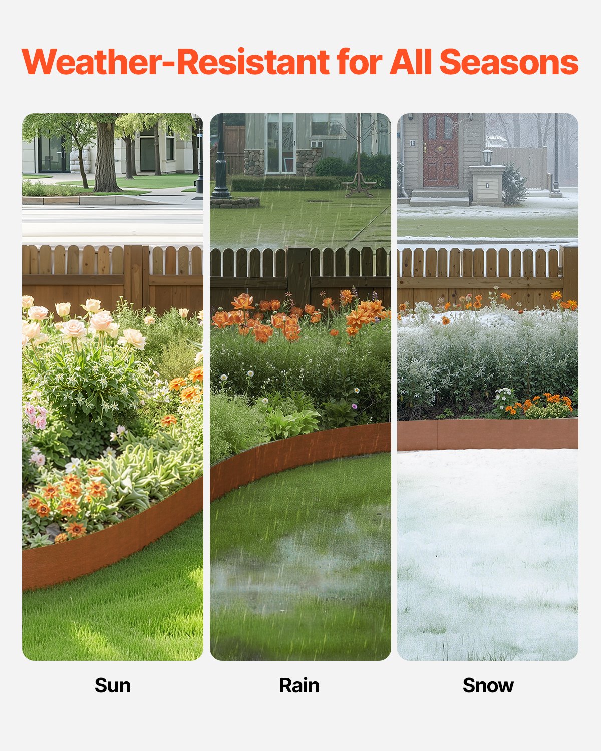 VEVOR Steel Landscape Edging, 6 Packs 40 x 6 in Weather-Resistant & Pre-Rust Metal Landscape Edging, Bendable Garden Edging Border, Heavy Duty Lawn Edging, Flower Bed Yard Pathway Divider