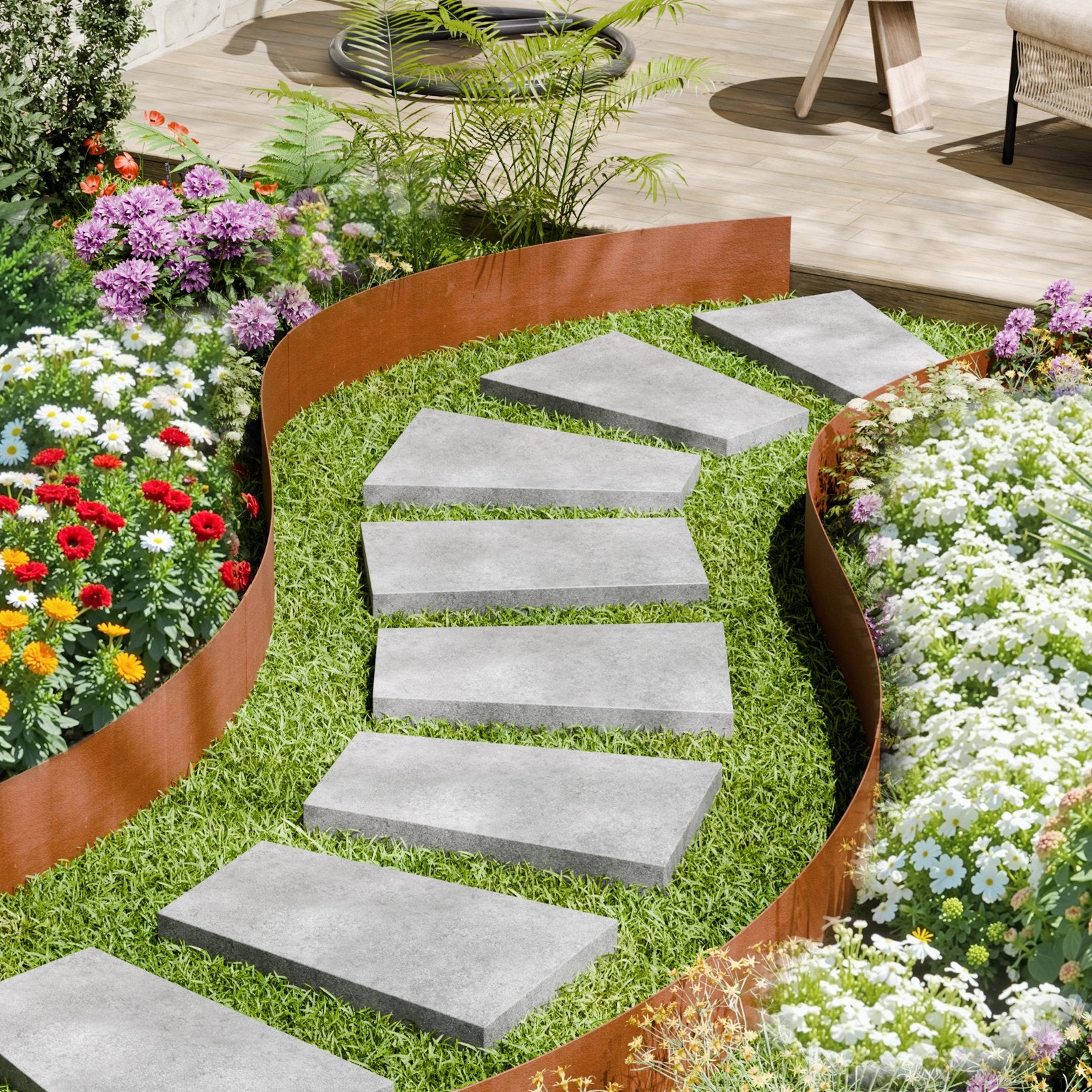 VEVOR Steel Landscape Edging, 6 Packs 40 x 6 in Weather-Resistant & Pre-Rust Metal Landscape Edging, Bendable Garden Edging Border, Heavy Duty Lawn Edging, Flower Bed Yard Pathway Divider