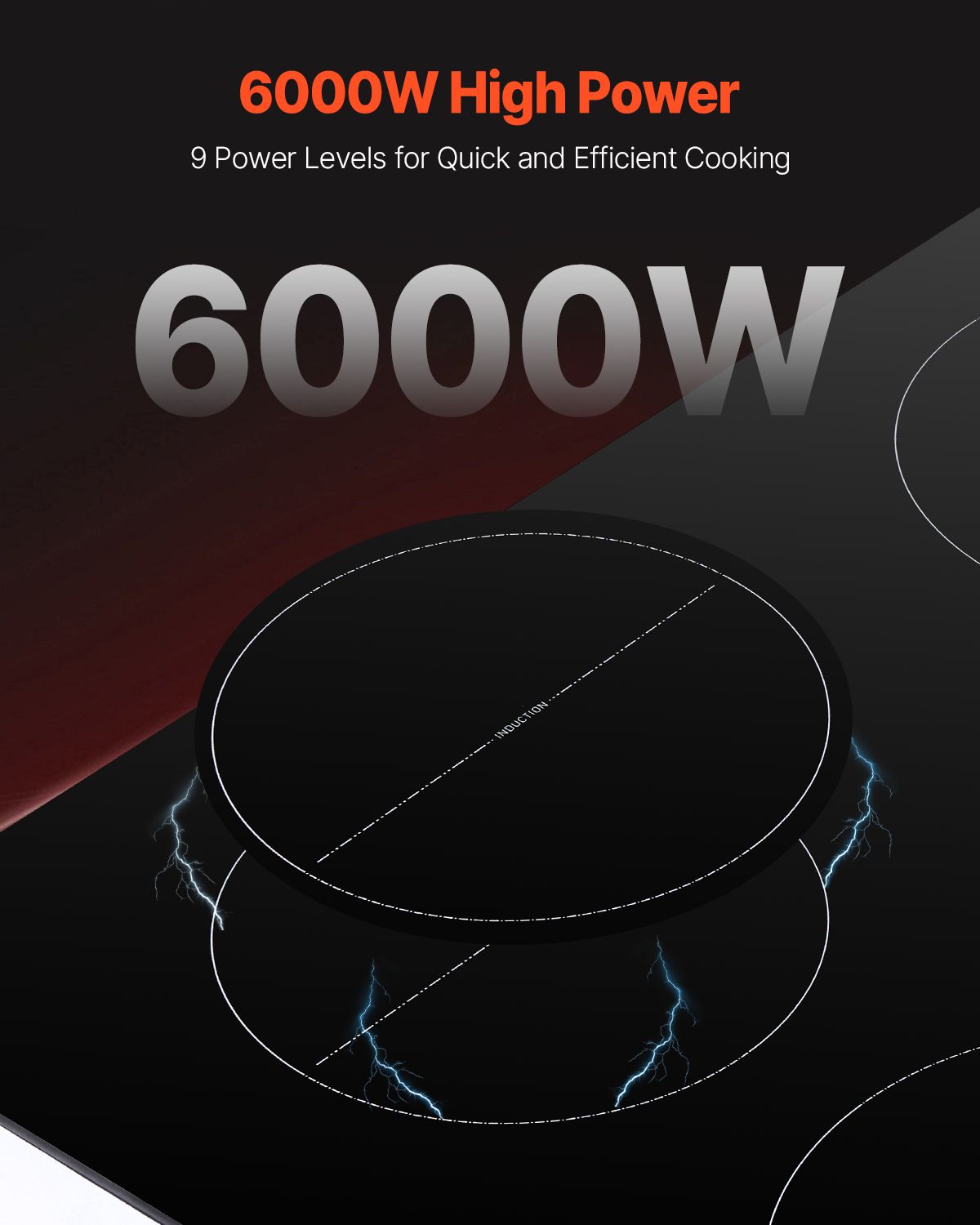 6000W 4 Burner Induction Cooktop Electric Countertop Burner Touch Control