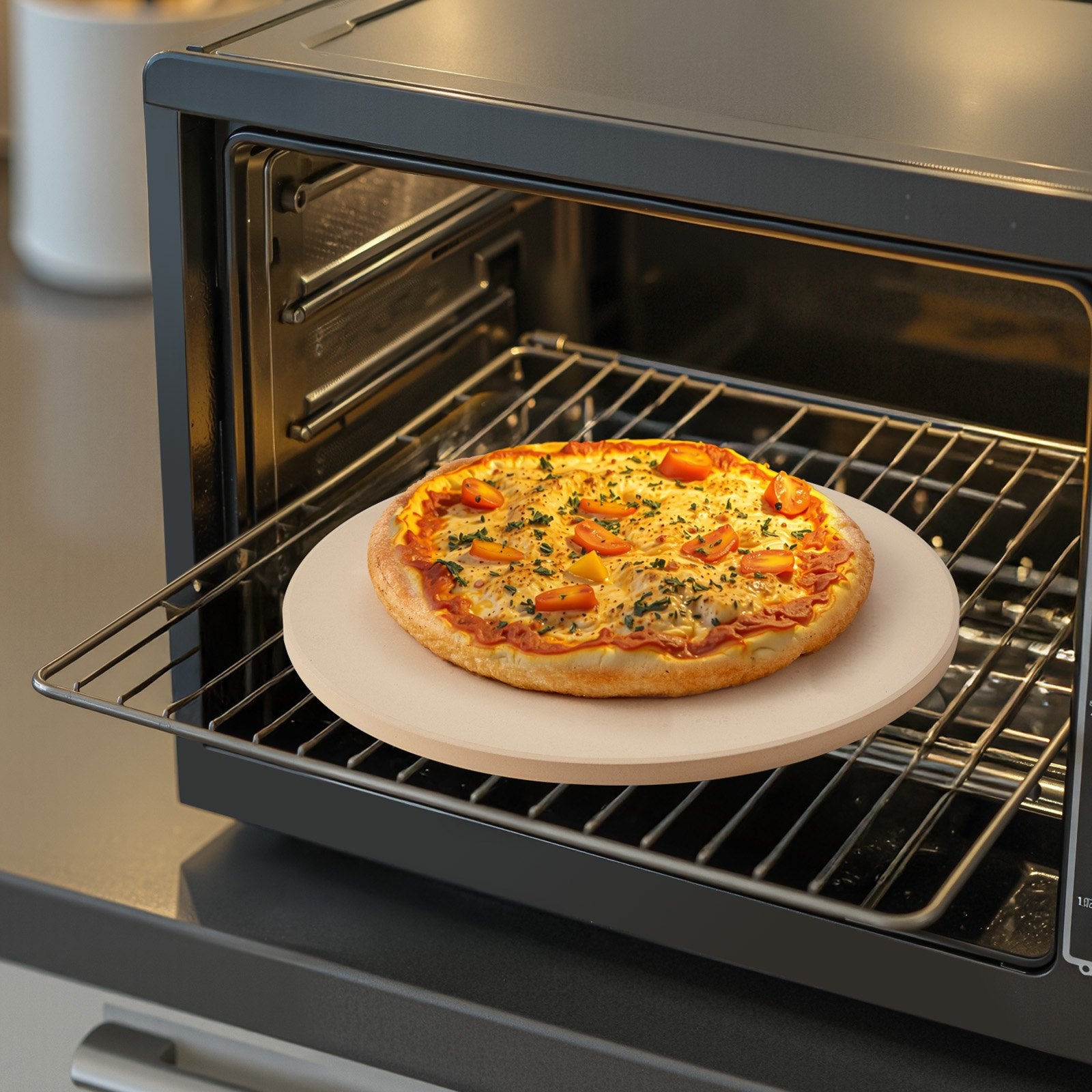 VEVOR Pizza Stone, 381 mm Round Cordierite Pizza Stone, Extra Large Baking-Stone with Aluminum Peel, 17 mm Thickness Heat-Resistant Cooking Cordierite, for Kitchen Oven, Baking Pizzas, BBQ Grilling