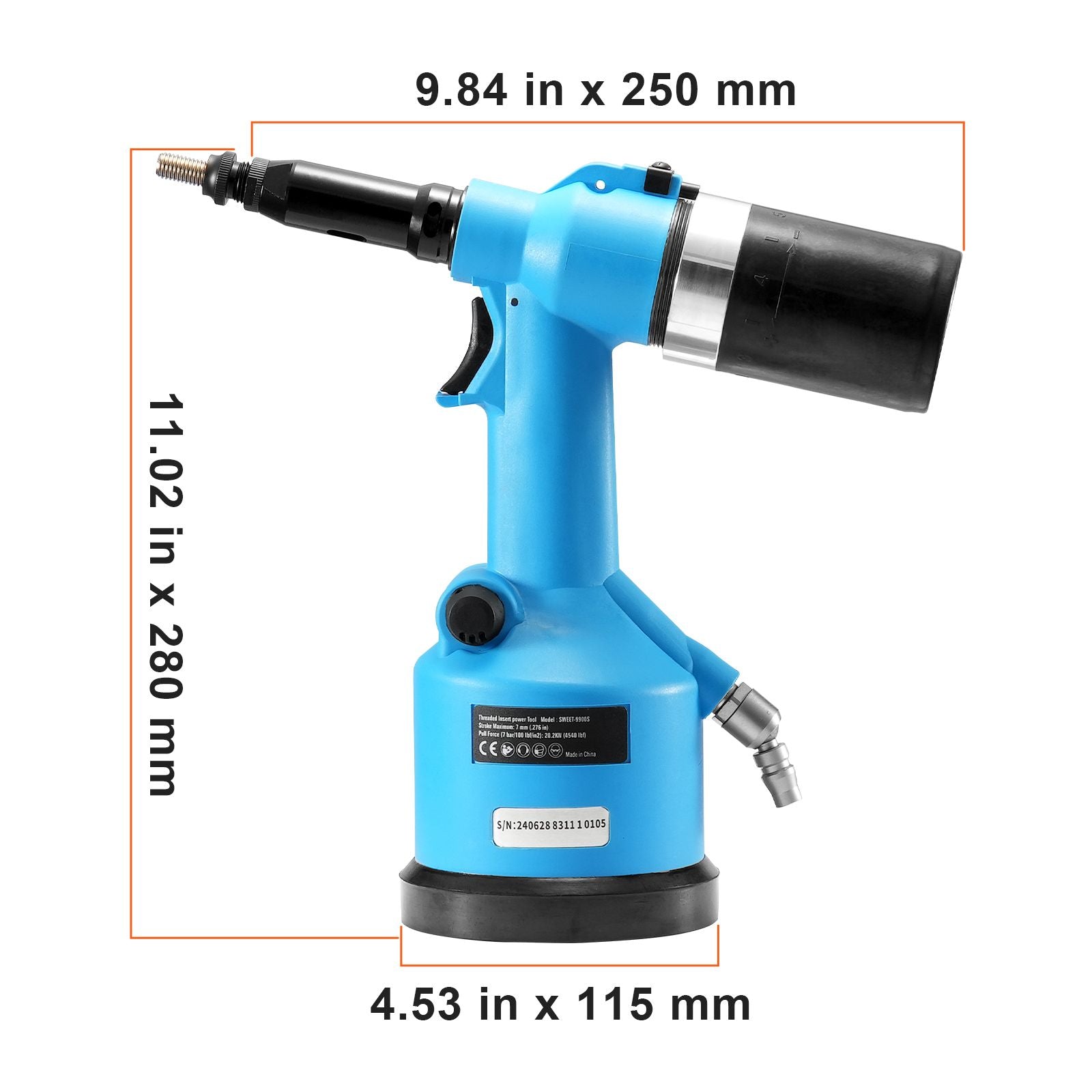 Pneumatic Air Riveter Heavy Duty Rivet Gun Tool Kit 13 Size Nose Pieces