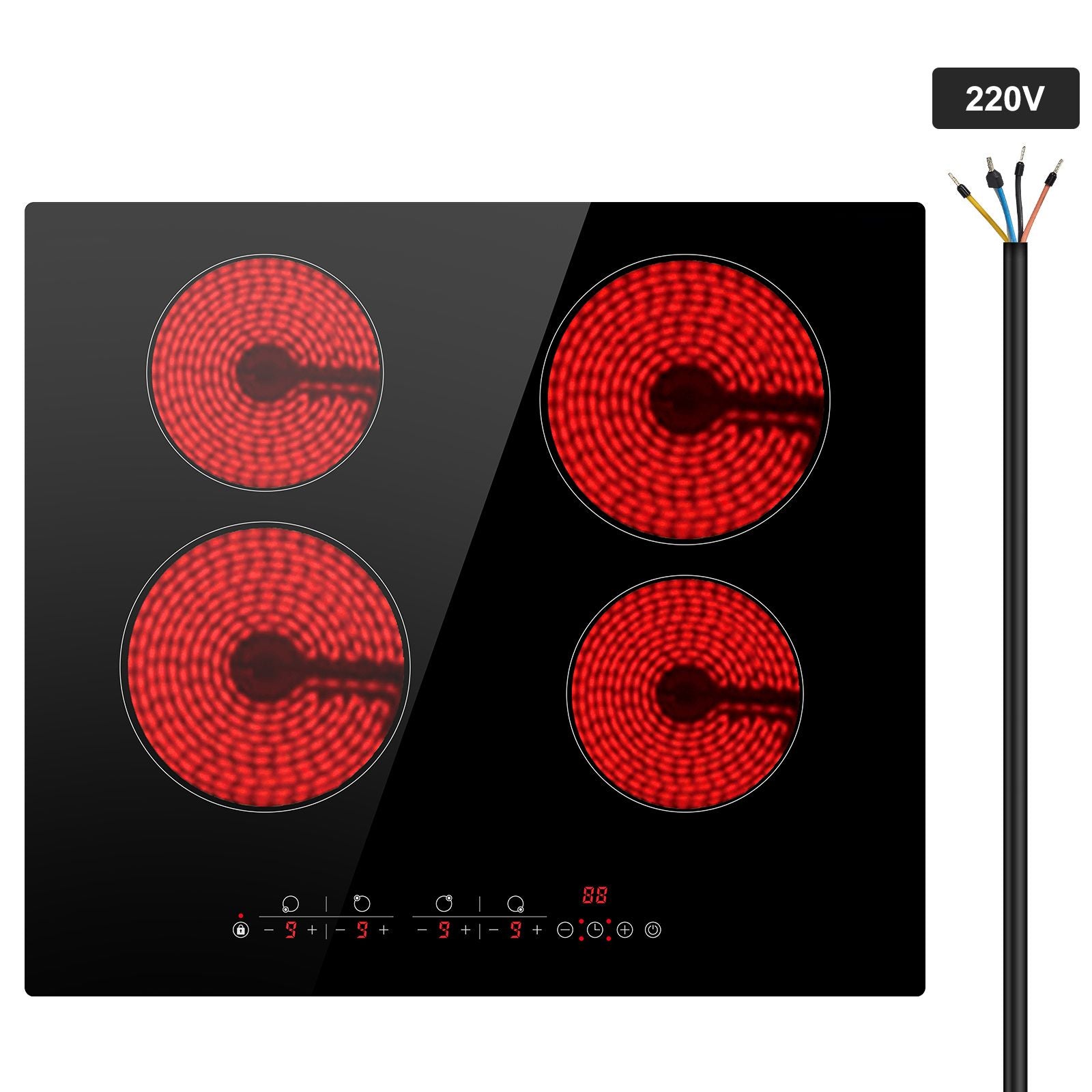 Built-in Electric Cooktop Radiant Ceramic Cooktop 4 Burners 23.2x20.5 inch