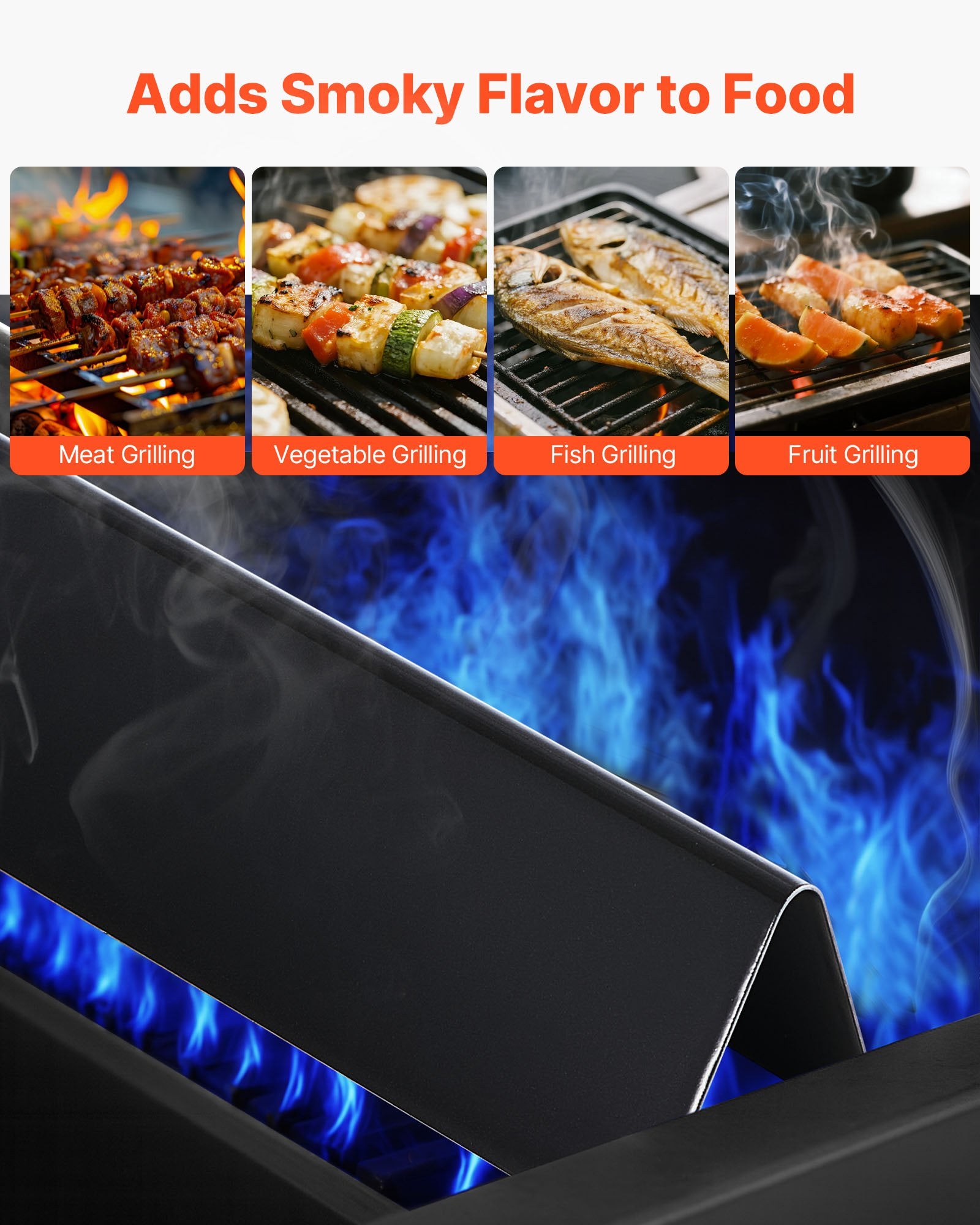 VEVOR Flavorizer Bars, 39cm Grill Replacement Part, for Weber Spirit I & II 300 Series Grills, Including Spirit E-310, ll S-310, ll E-320, Porcelain-enameled Steel Thicker Heat Plate, 5 Pack