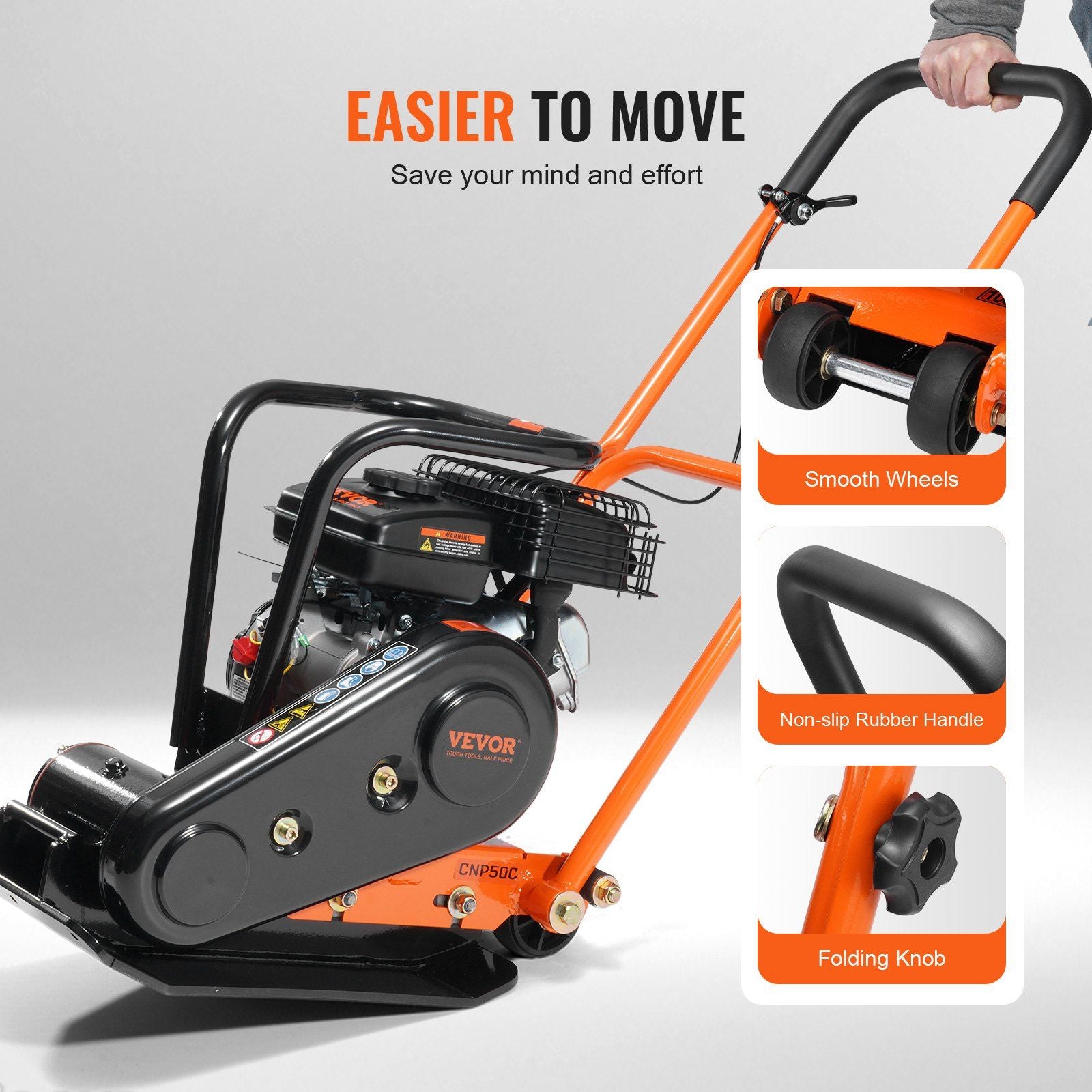 Plate Compactor, 2.8 HP 78.5CC Gas Engine 5,250 VPM, 870 kg Force Vibratory Compaction Tamper with 18.7 x 11.8 inch Plate for Walkways, Patios, Asphalts, Paver Landscaping