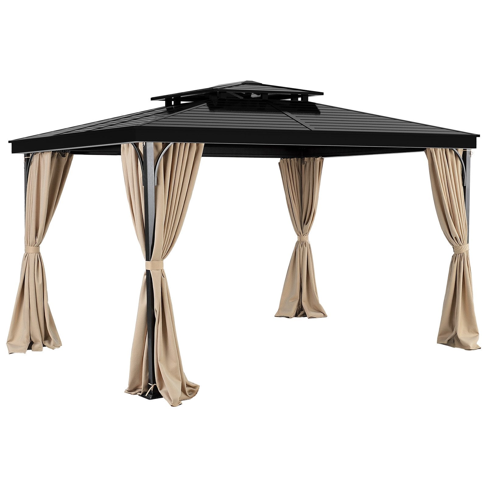 VEVOR Gazebo Curtains Outdoor, Fit Most 10' x 10' x 6.7' Gazebos, 4-Panel Sidewall Gazebo Privacy Curtains with Zippers, Outdoor Curtain Replacement for Patio Canopy, Only Curtain, Khaki