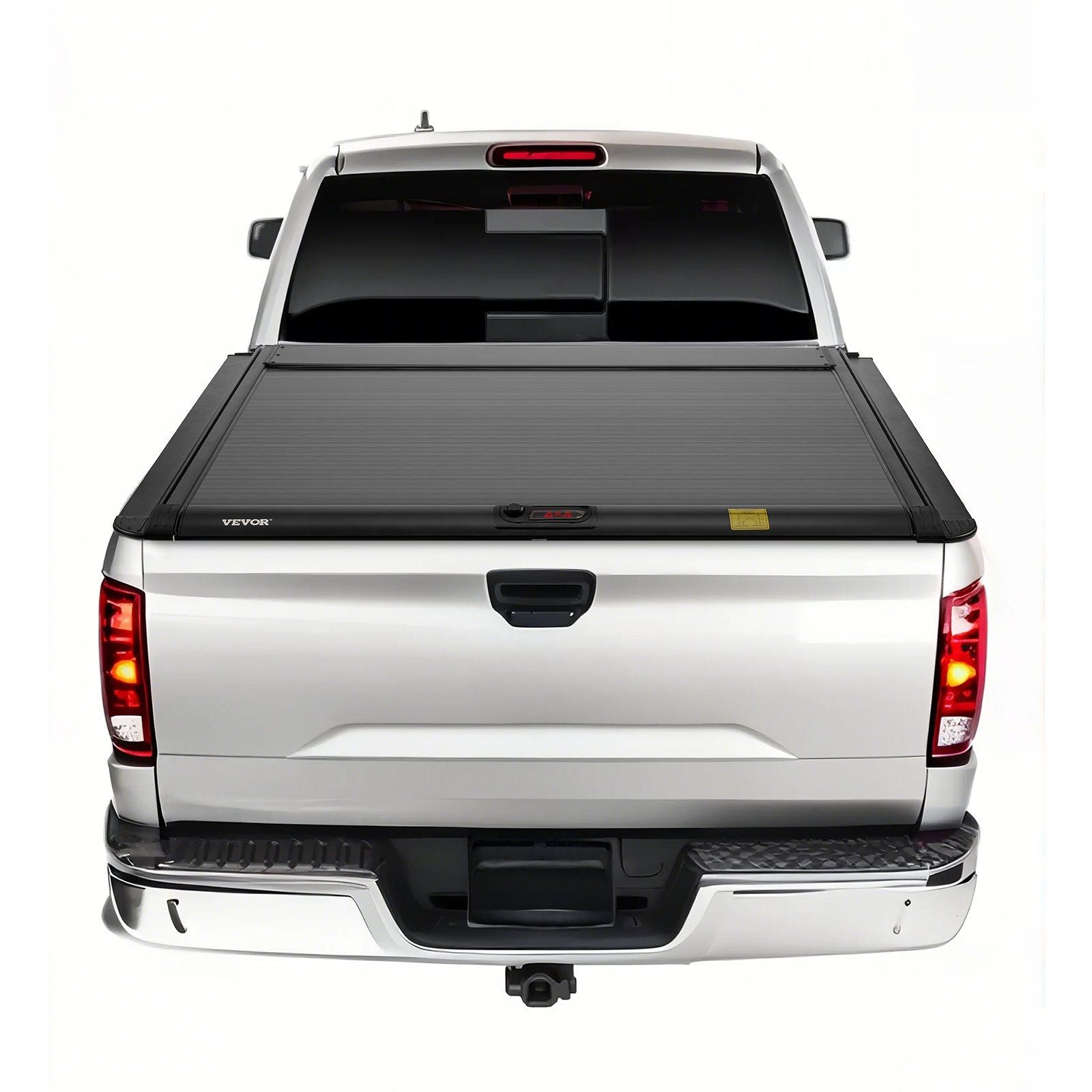 Retractable Tonneau Cover, 5.5 ft Hard Retractable Tonneau Cover with Built-in Drainage Pipe for 2021-2024 Ford F-150 Crew Cab , Customized Hard Tonneau Cover with Double-Lock & T-Slot