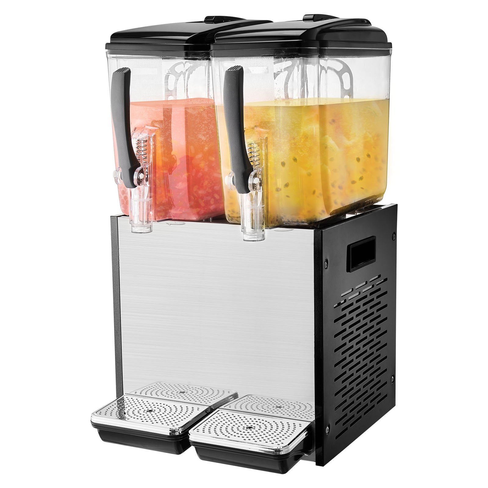 VEVOR Commercial Beverage Dispenser, 2 Tanks 12 L Per Tank Juice Dispenser, 286W Stainless Steel Ice Tea Drink Machine with 7℃-12℃ Cooling Temperature, for Cold Drink Restaurant Bar Party