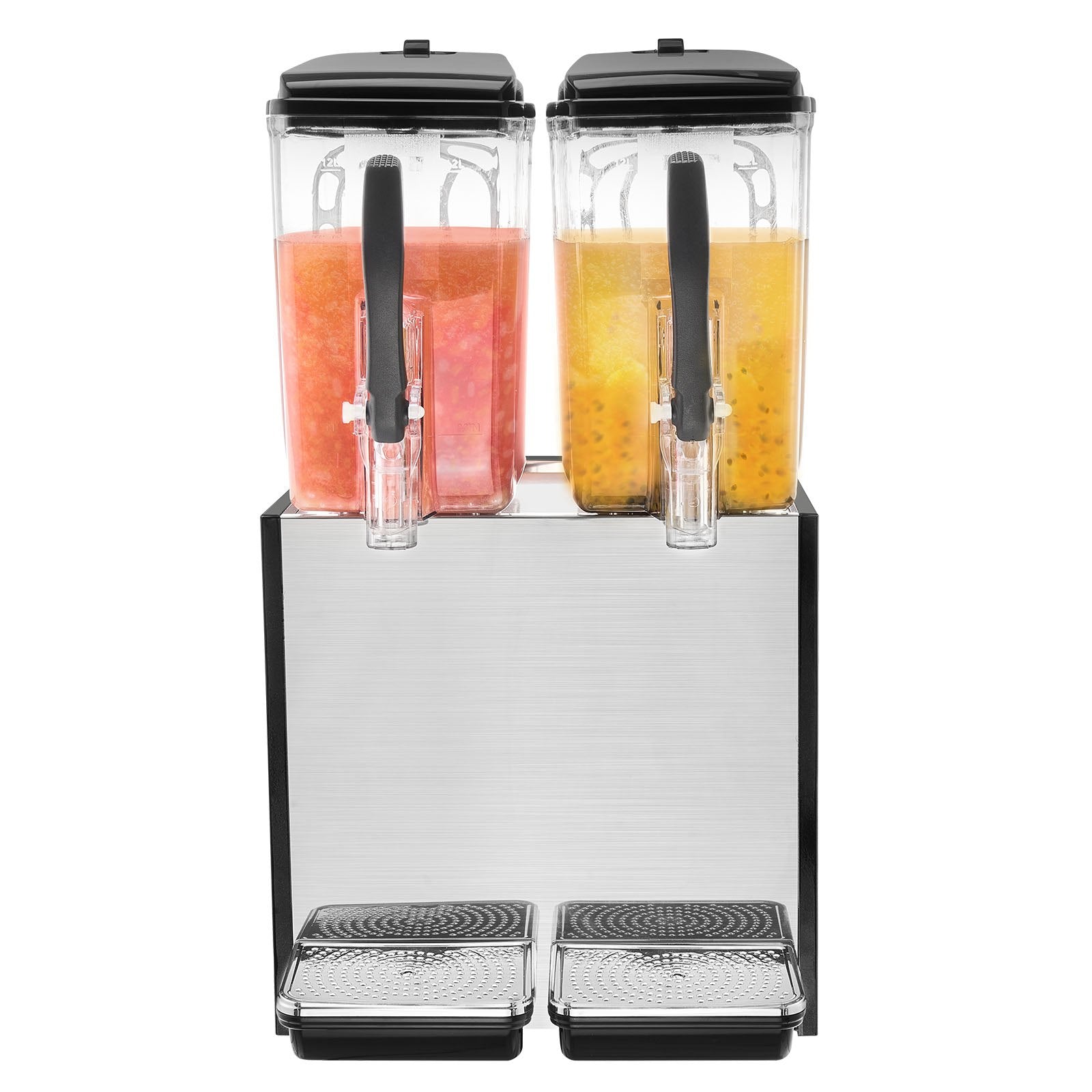 VEVOR Commercial Beverage Dispenser, 2 Tanks 12 L Per Tank Juice Dispenser, 286W Stainless Steel Ice Tea Drink Machine with 7℃-12℃ Cooling Temperature, for Cold Drink Restaurant Bar Party