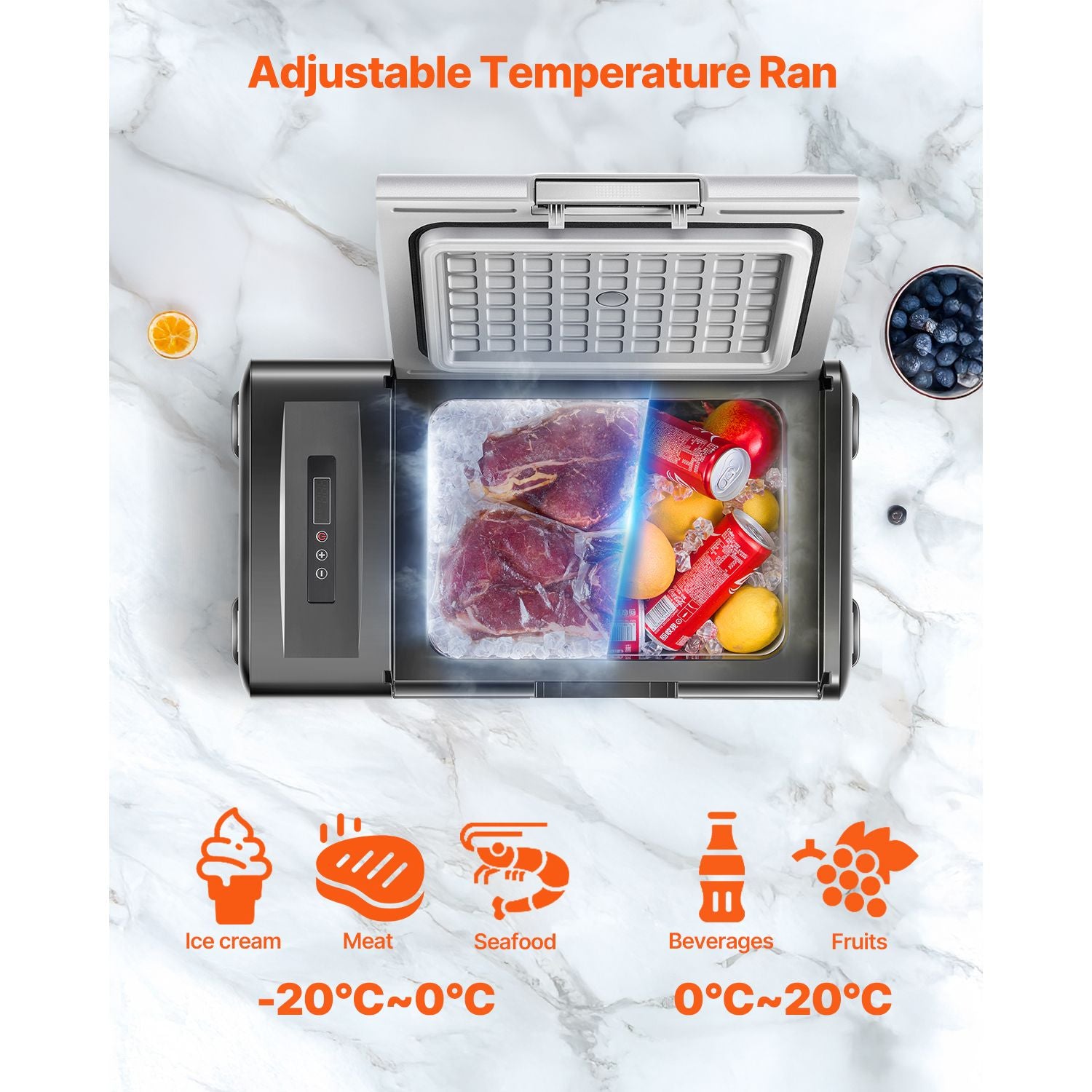 Portable Car Refrigerator Freezer Compressor 20L Single Zone for Car Home