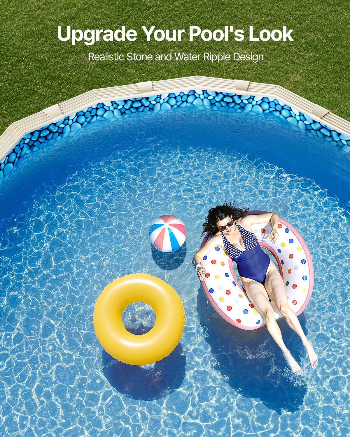 VEVOR Oval Pool Liner 15x30ft Unibead Style Pool Liner 52in Wall Height