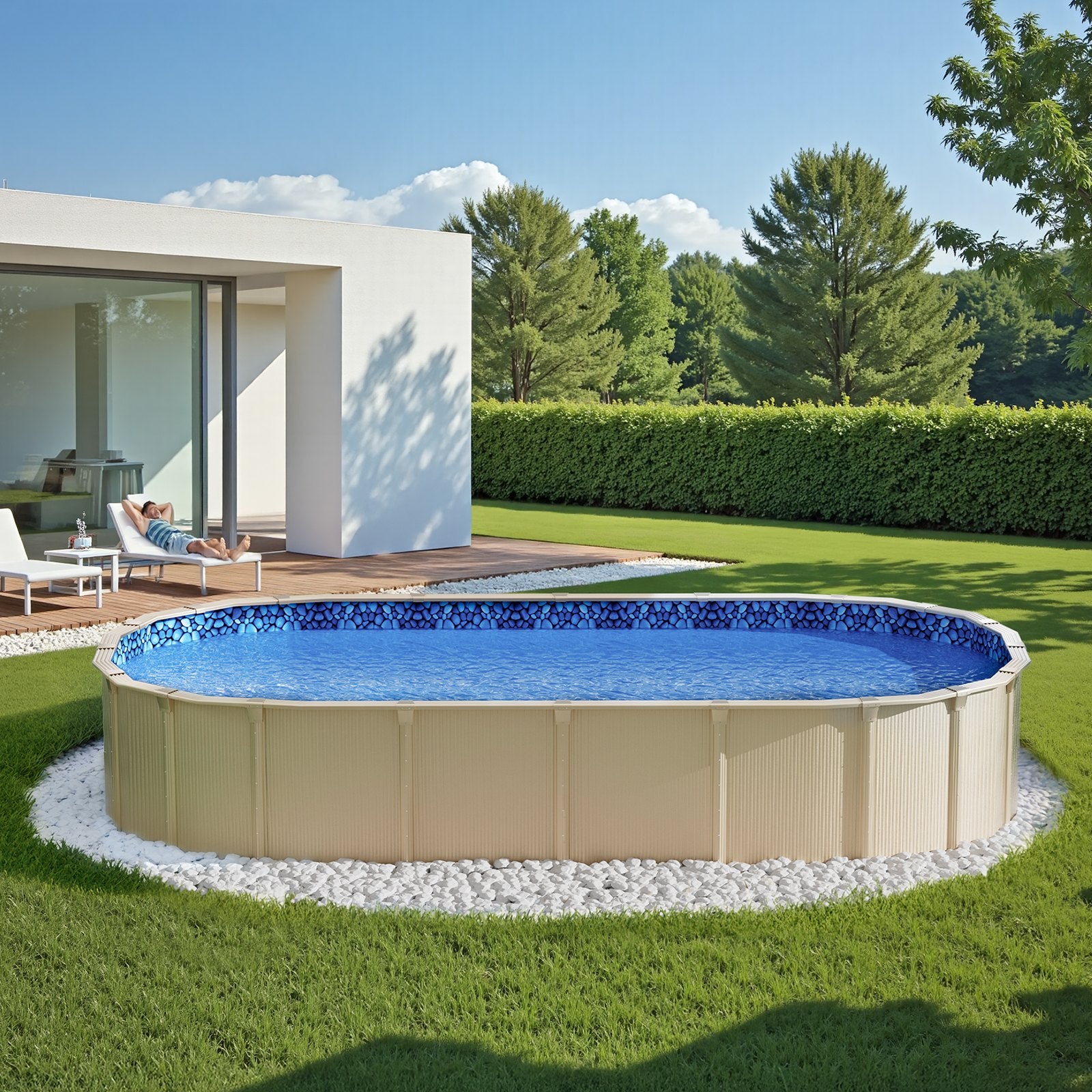 VEVOR Oval Pool Liner 15x30ft Unibead Style Pool Liner 52in Wall Height